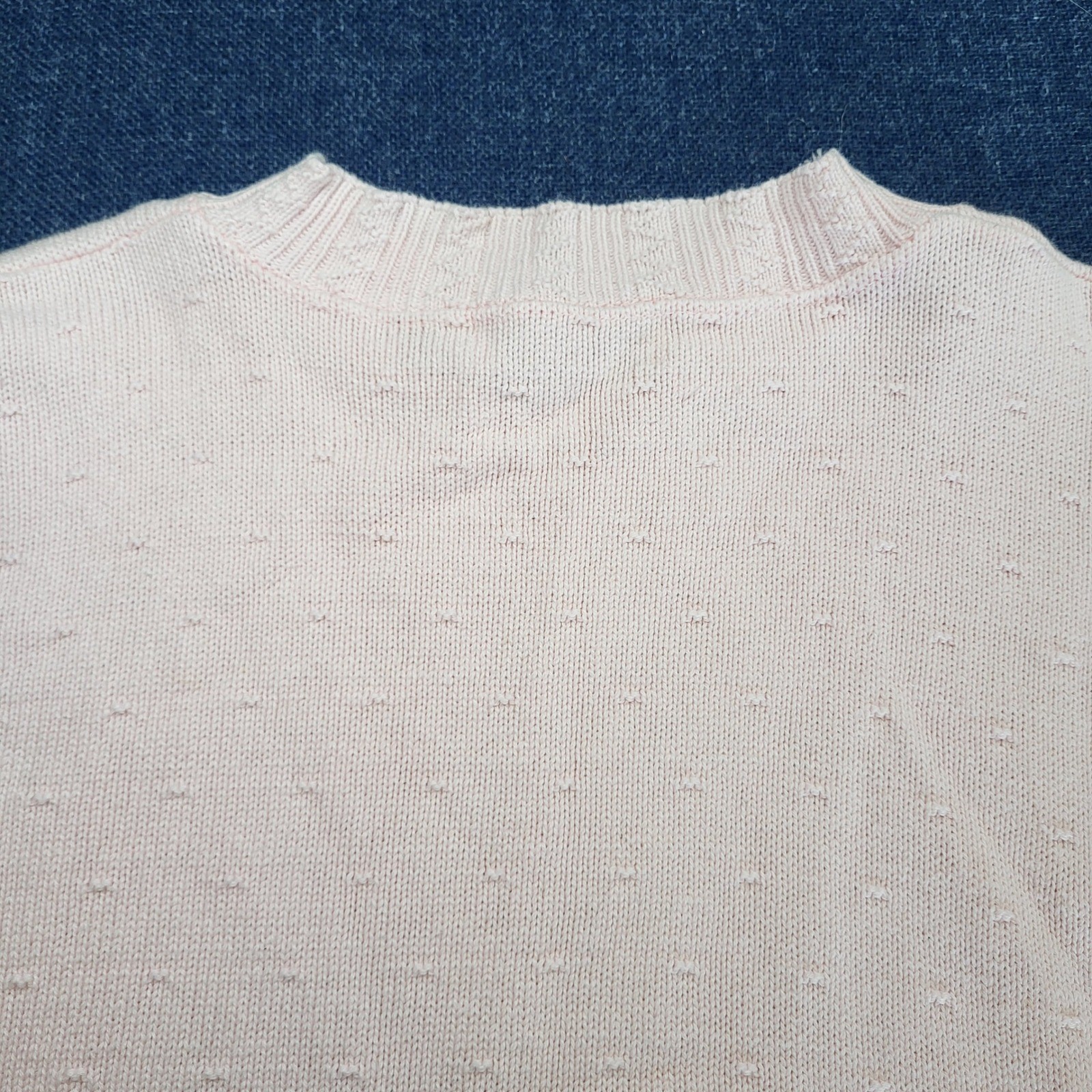 United States Sweaters Vintage Pink Floral Cotton Knit Pullover Made in USA Med