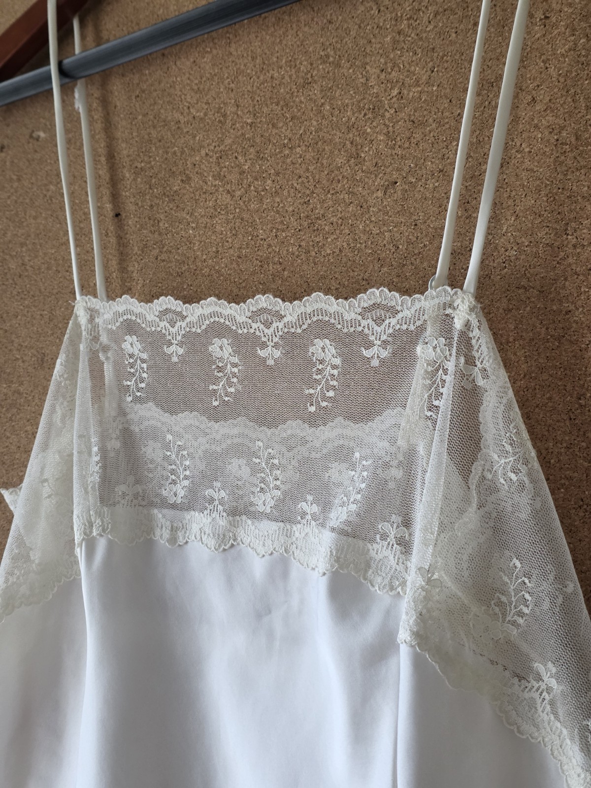 YSL Lingerie Satin Camisole 34 Embroidered Logo, Lace Trim, Vintage Made France