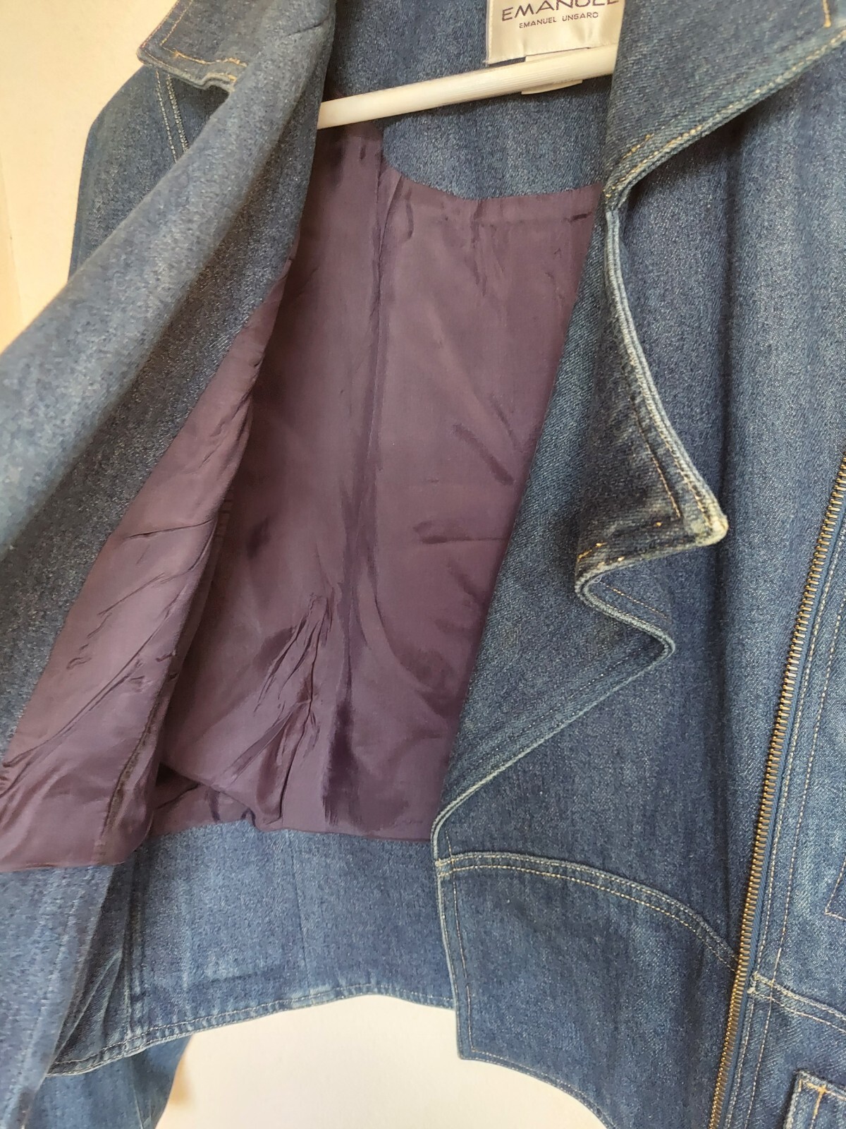 Emanuel Ungaro Vintage Bikers Dennin Jacket Size 8 , Read Description