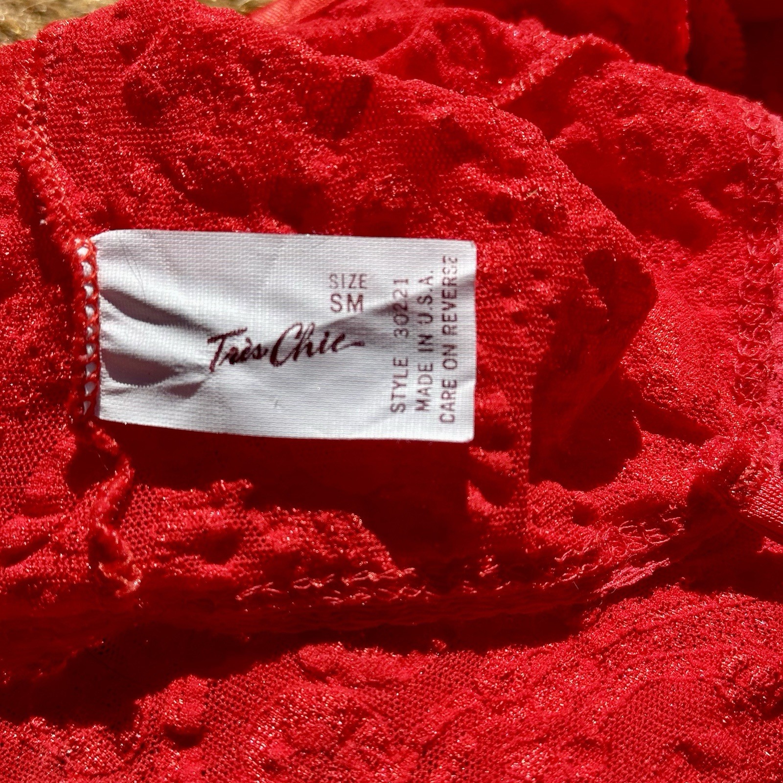 Vintage 90s Chic Red Lace Button Bow Thong Lingerie Bodysuit USA Ribbon Present