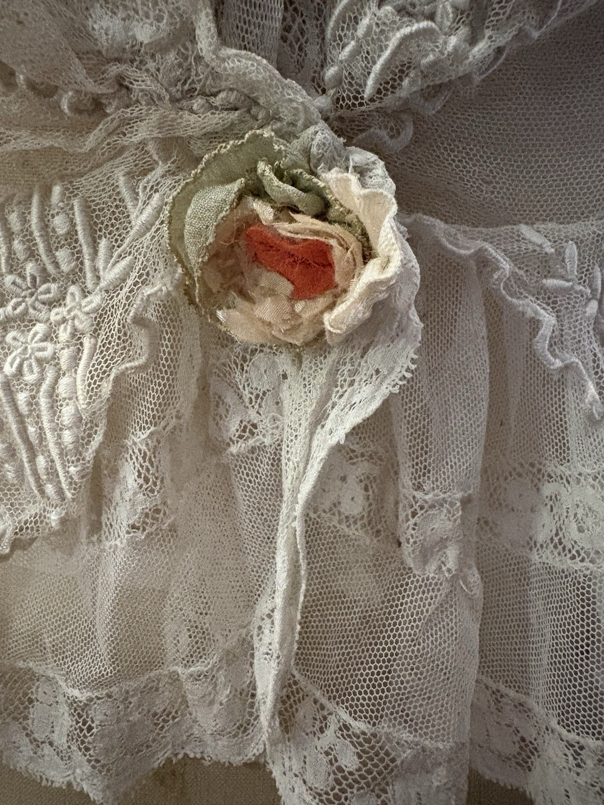 Antique Victorian Edwardian 1900s lace embroidery dress cape