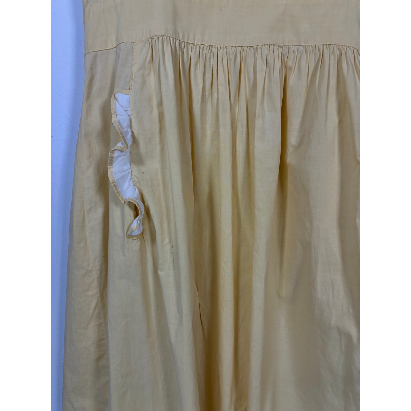 1950s Expensive Simplicity Yellow Cotton Ruffle Maids Uniform Dress As Is