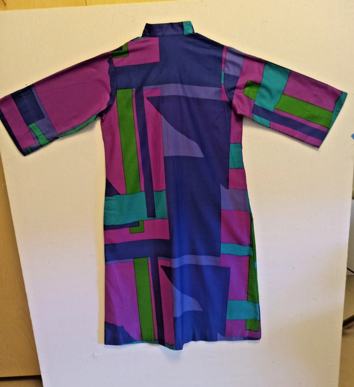 Vintage 70s Catherine Ogust Penthouse Dress. Geometric Cotton Tunic. Very good!