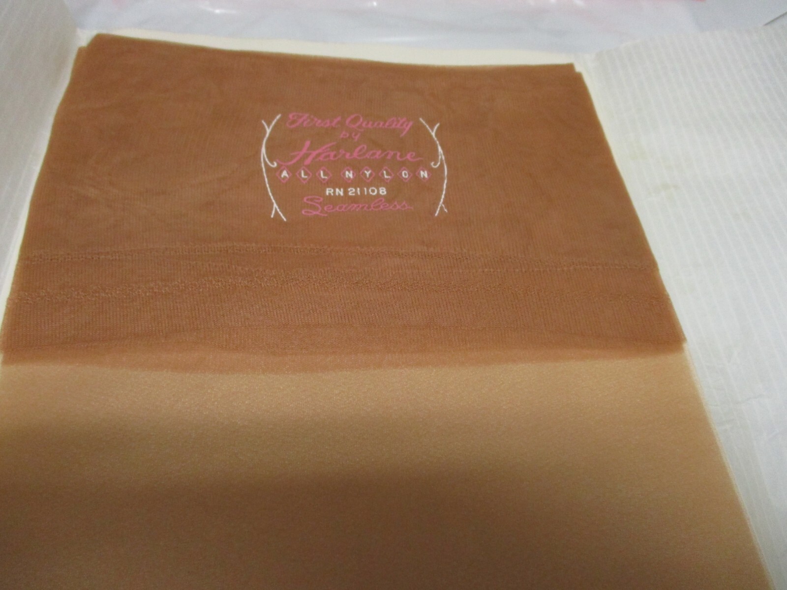 1PR VINTAGE HARLANE RHT SHEER MICRO MESH NYLON STOCKINGS SIZE 11 LONG 36&Prime; BEIGE
