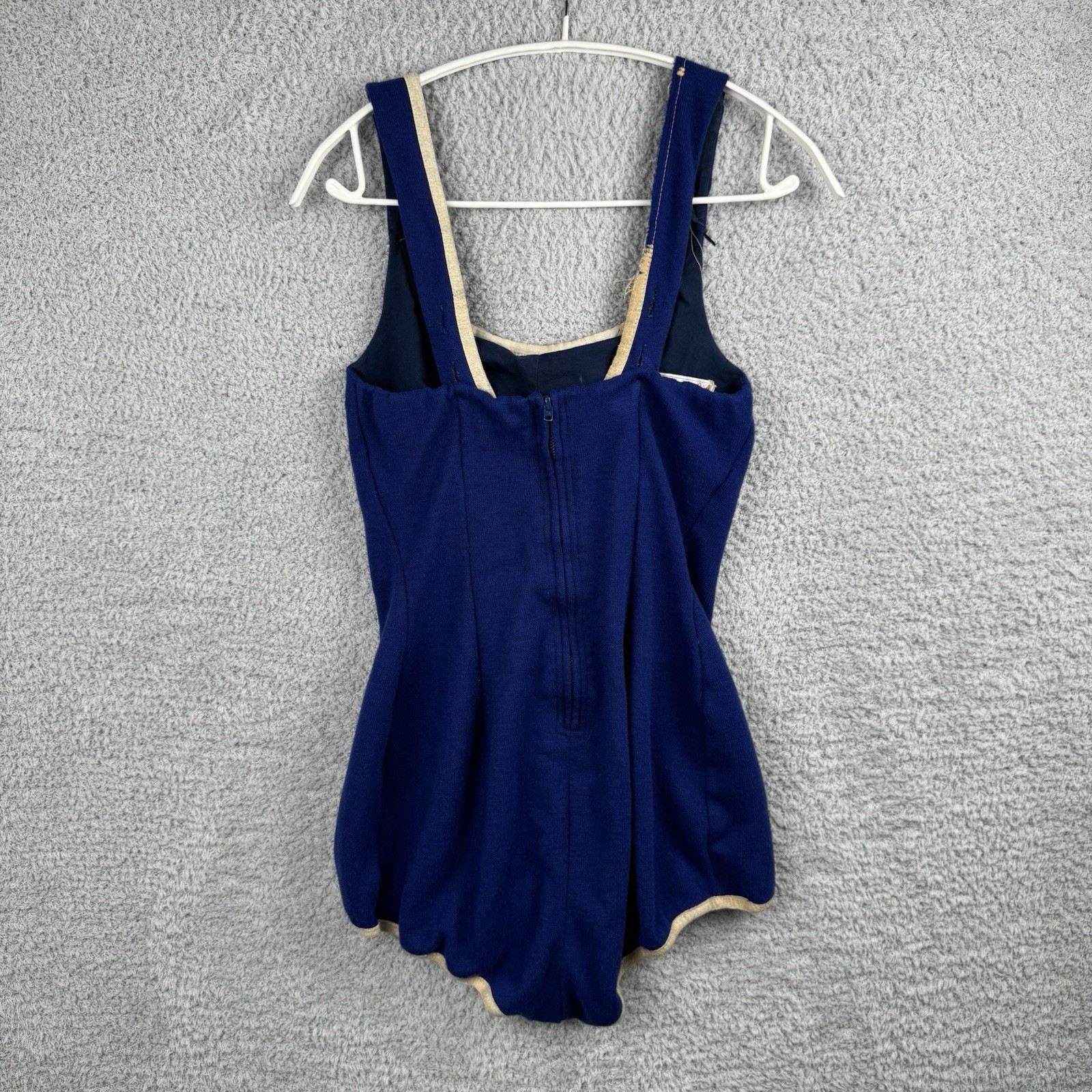 Vintage 50s Rose Marie Reid California One Piece Swimsuit Bodysuit Blue White