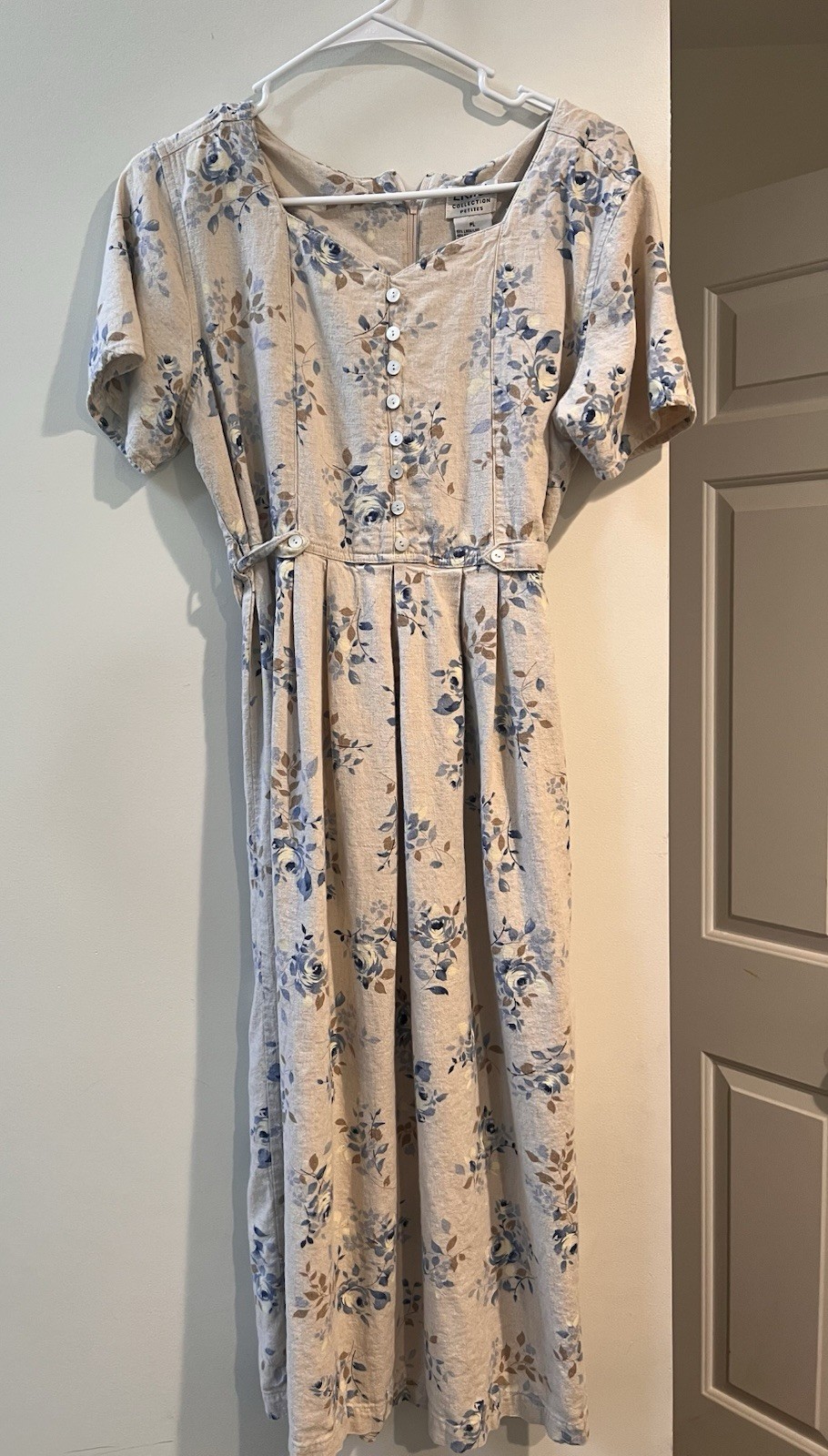 Vintage Erika Collection Petites 1980’s Linen Blend Floral Print Petite Large
