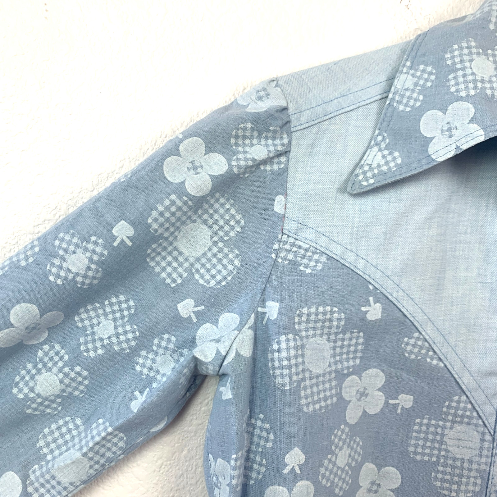 Vintage Handmade Mod Floral Western Long Sleeve Button Up Shirt Chest 37.5&Prime;
