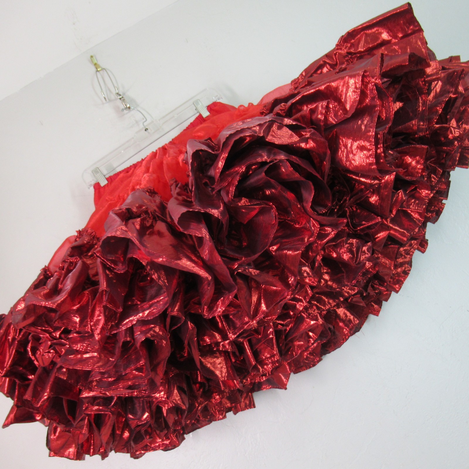 Square Dance Apparel Petticoat M Metallic Red 5 Tier 2 Layer Ruffles