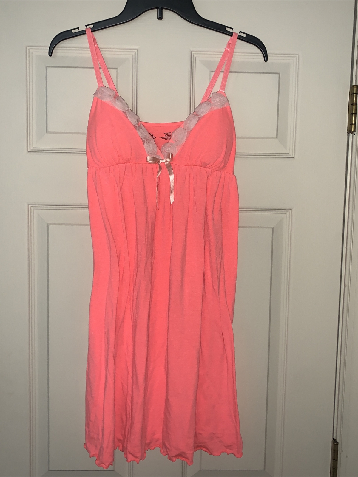 Vintage CANDIE&rsquo;S Night Gown Nightie Salmon Orange SEXY S UNIQUE ORIGINAL ❤️Tb48