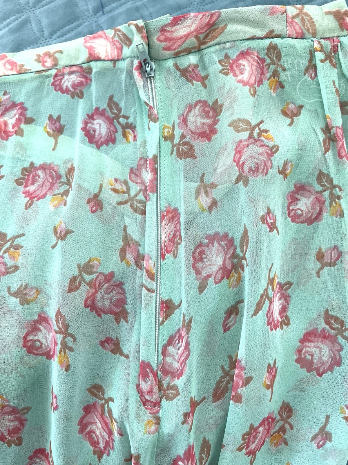 Vtg 70’s ALLEY CAT by BETSEY JOHNSON Chiffon Palazzo Pants Pink Roses Sz 7/8