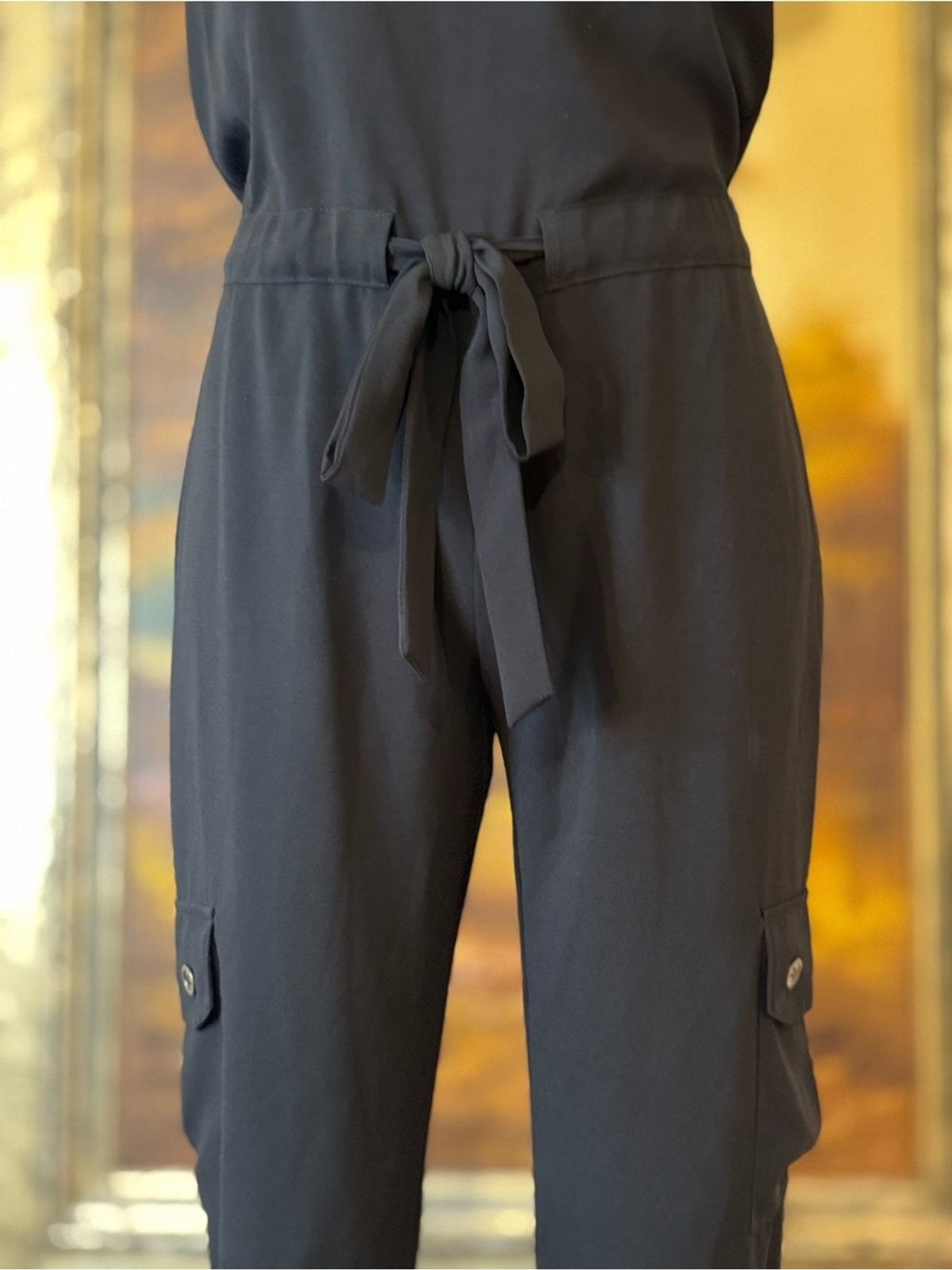 Vintage Y2K Cache Black Strapless Cargo Jumpsuit