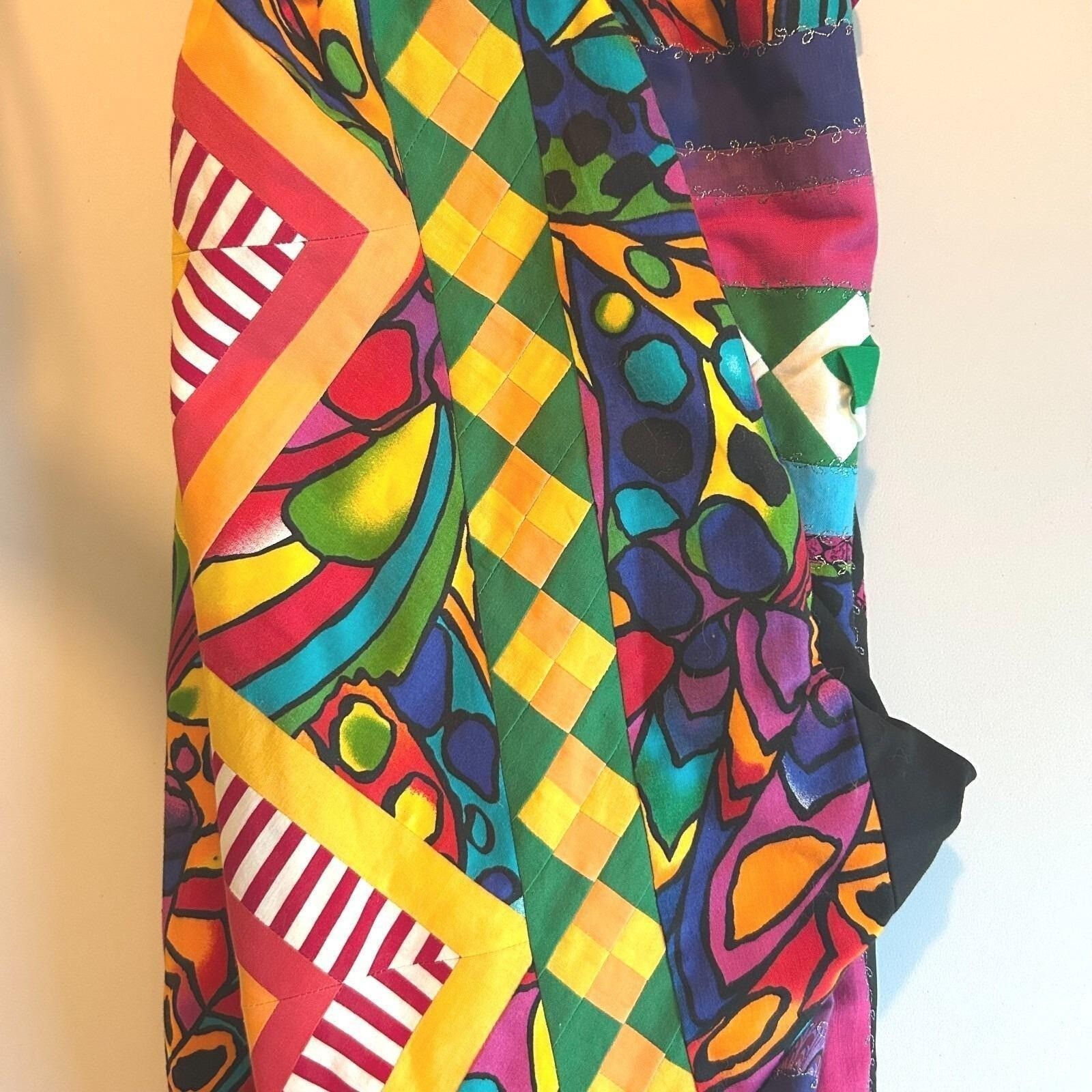 Womens Vintage 80s Art to Wear Patchwork Jacket Multicolor Quilted Maximalist