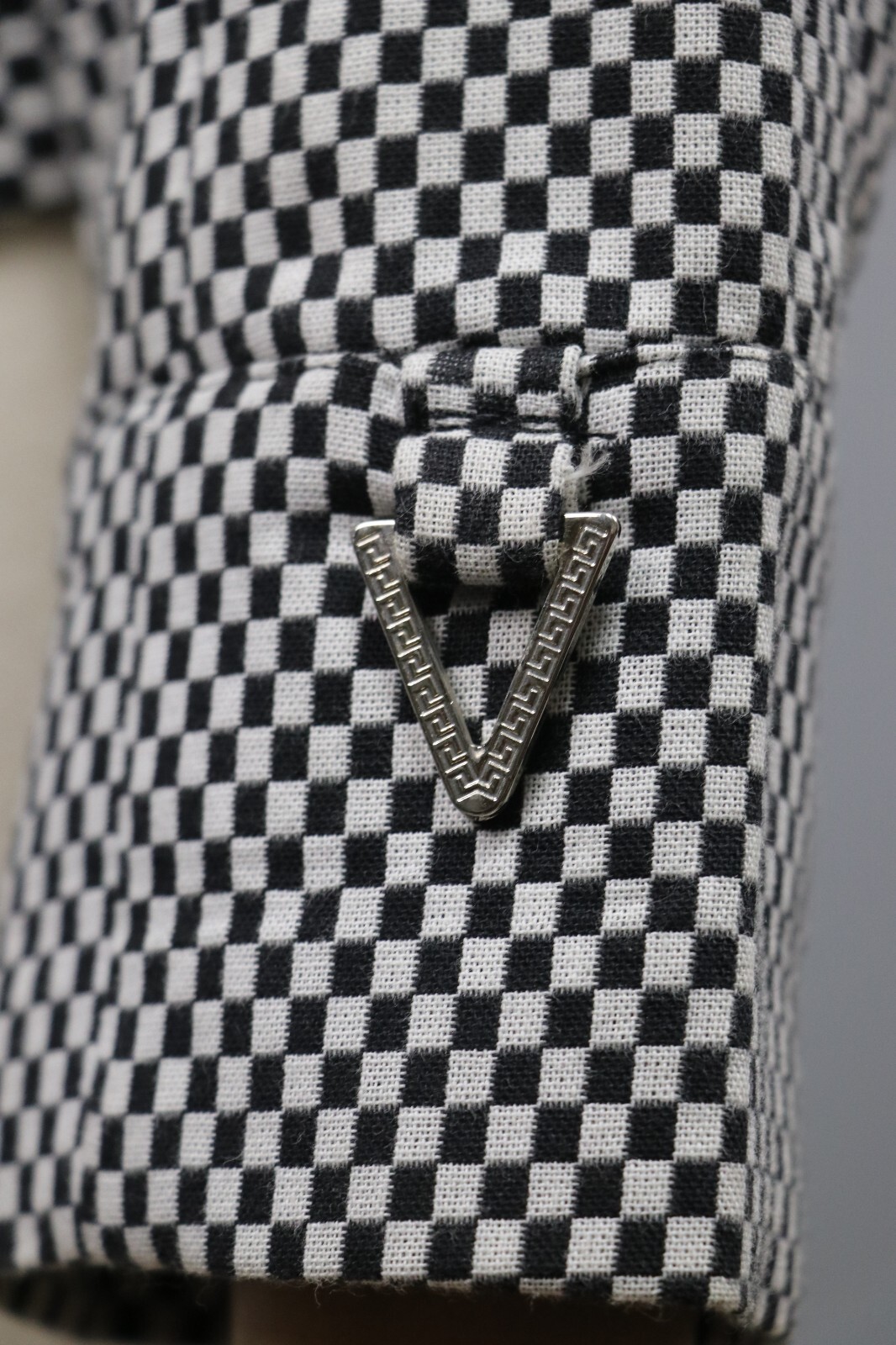 VERSACE JEANS COUTURE White/Black Checkerboard Cotton Zip Jacket Womens Sz S