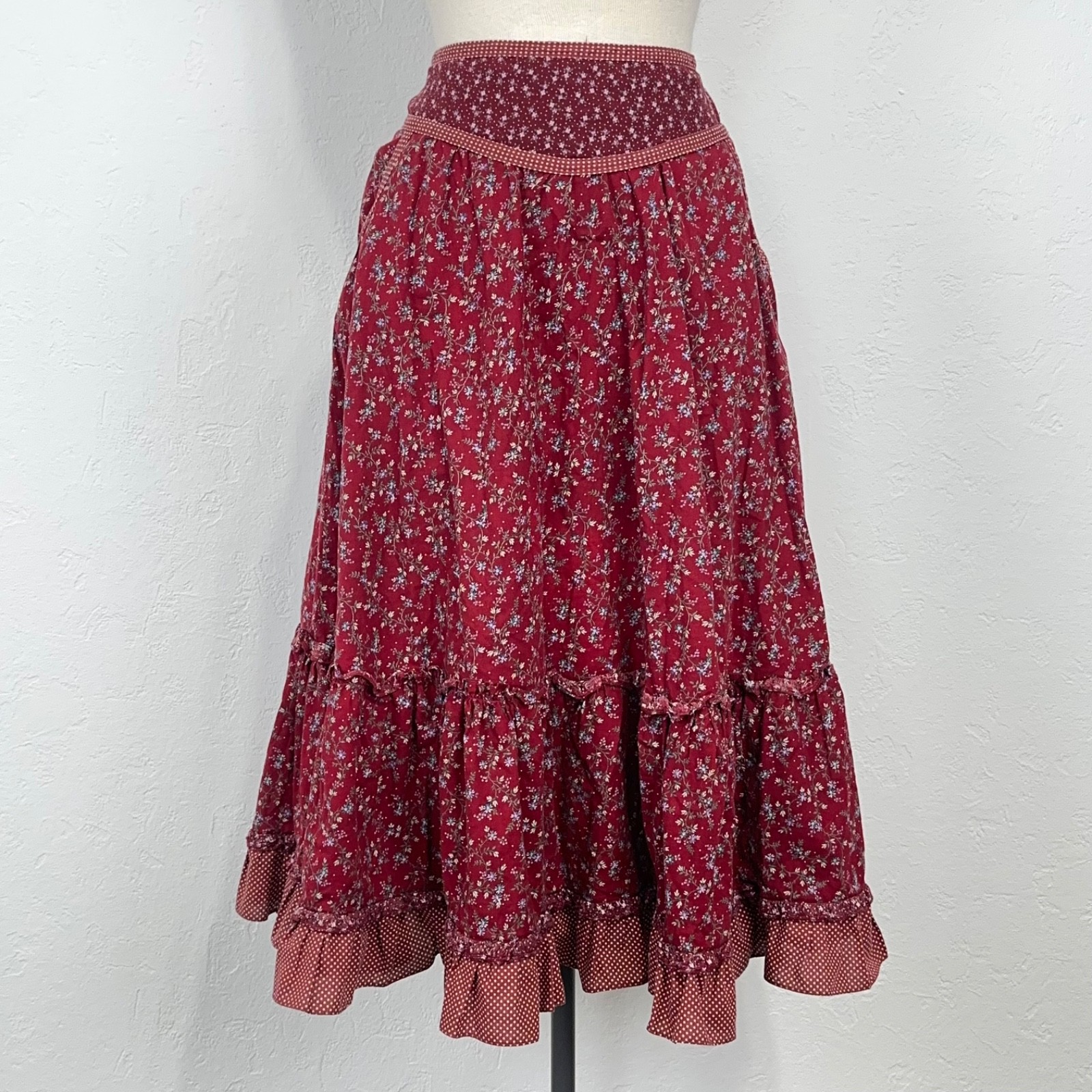 Vintage Gunne Sax Jessicas Gunnies Skirt Sz 11 Floral Prairie Ruffle Tiered 70s