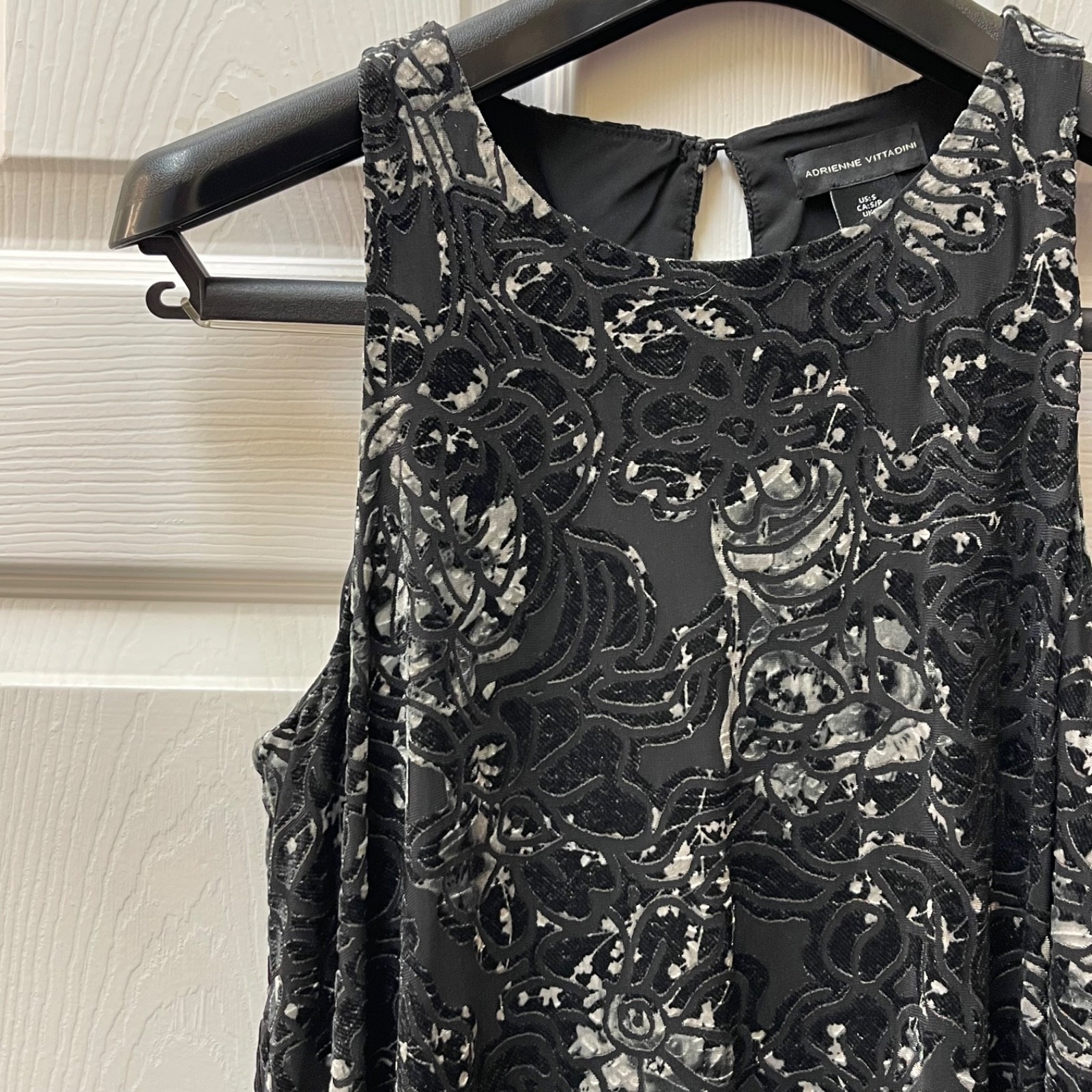 Vintage Adrienne Vittadini Sz Small S/L Burnout Velvet Shift/Trapeze Lined Dress
