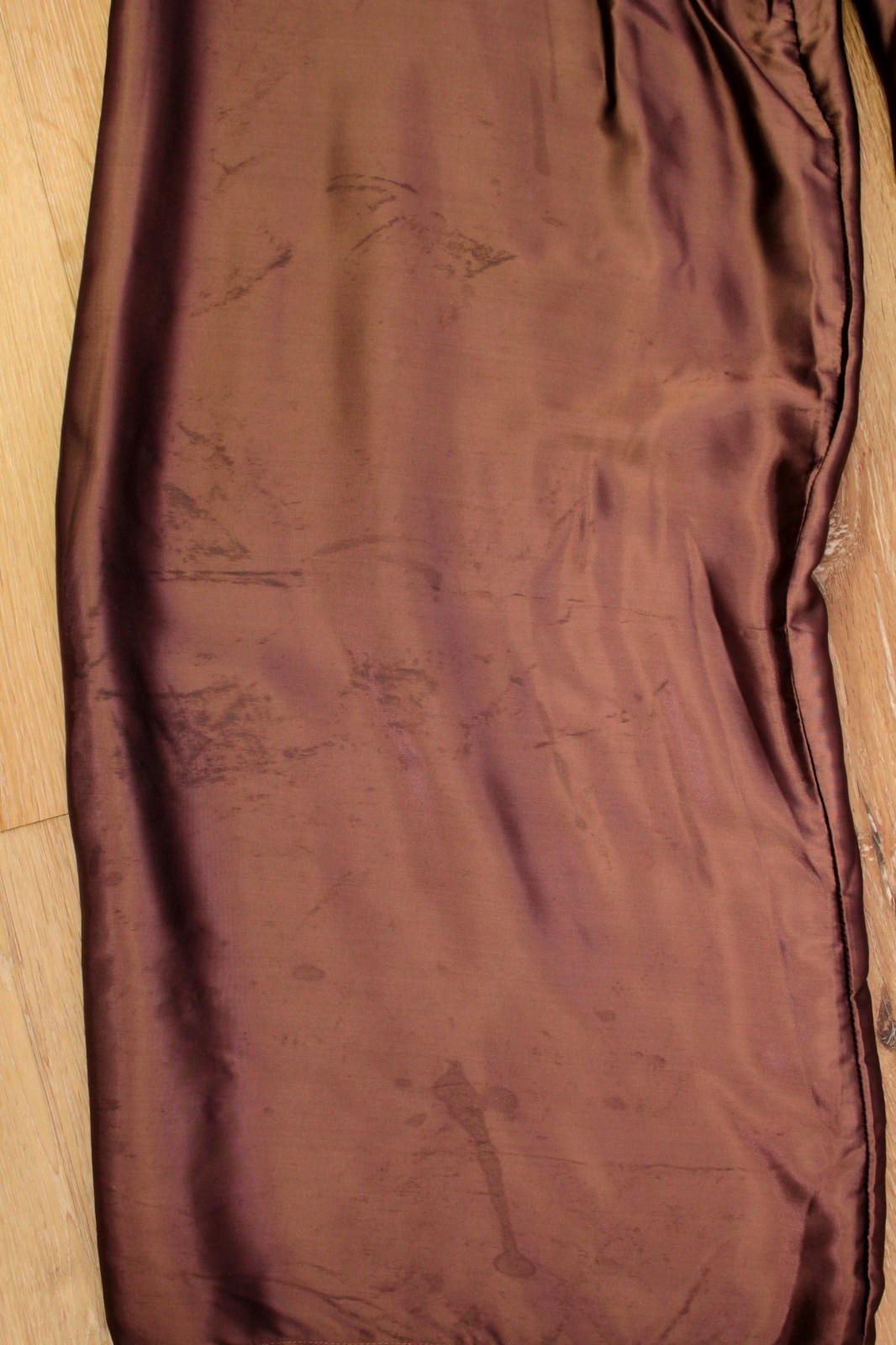 VTG Women&rsquo;s 40s Brown / Bronze Satin Side Button Wide Leg Pajama Pants S/M 1940s