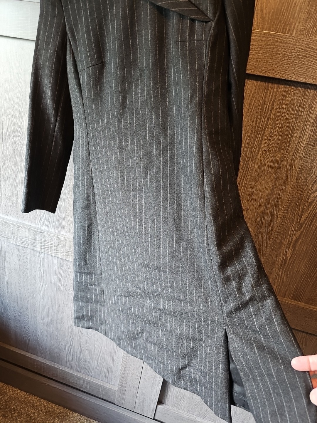Marisa Minicucci Wool Cashmere Angora Dress Women Size 6 Grey Pinstripe Canada