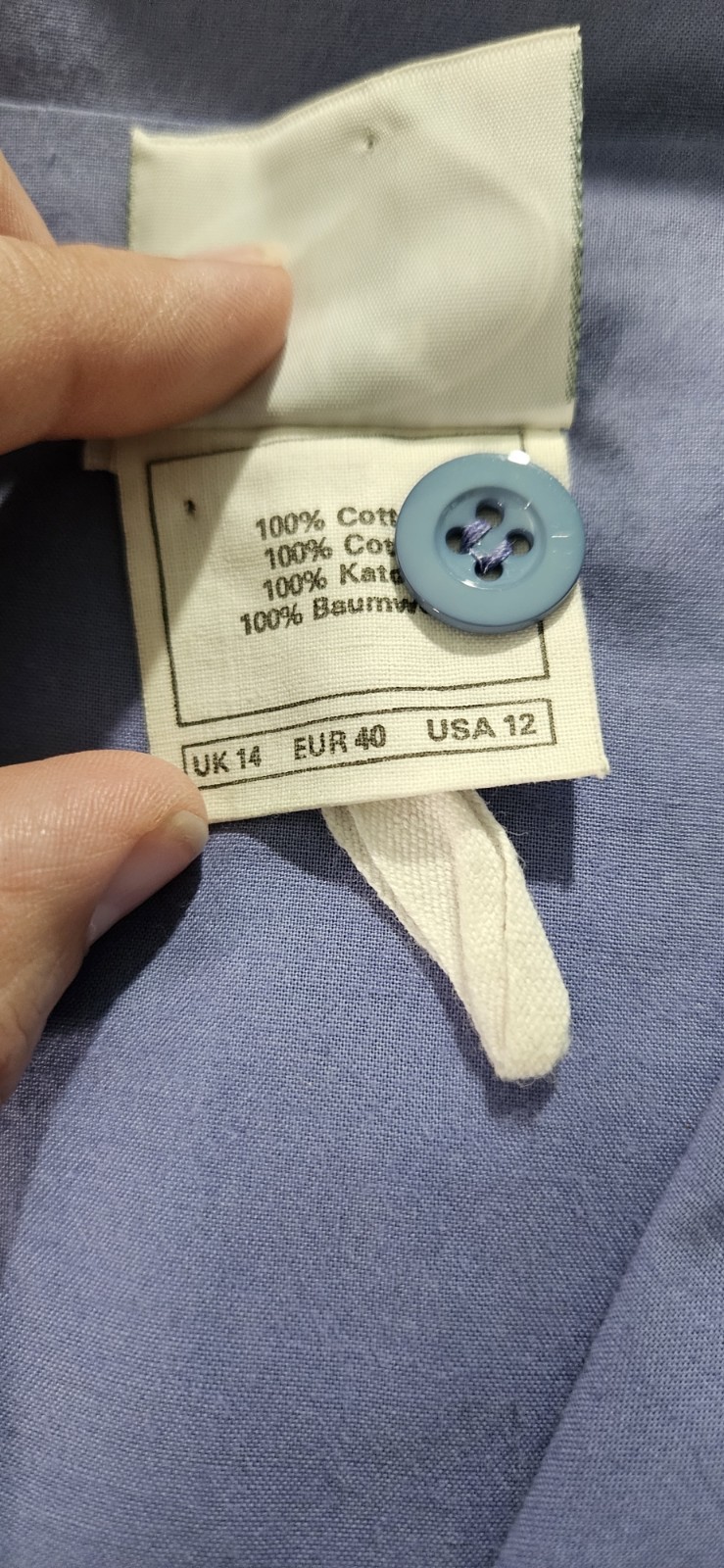 VTG Laura Ashley Sz 12 Blue Cotton Shirt Dress Midi Button Front Minimalist