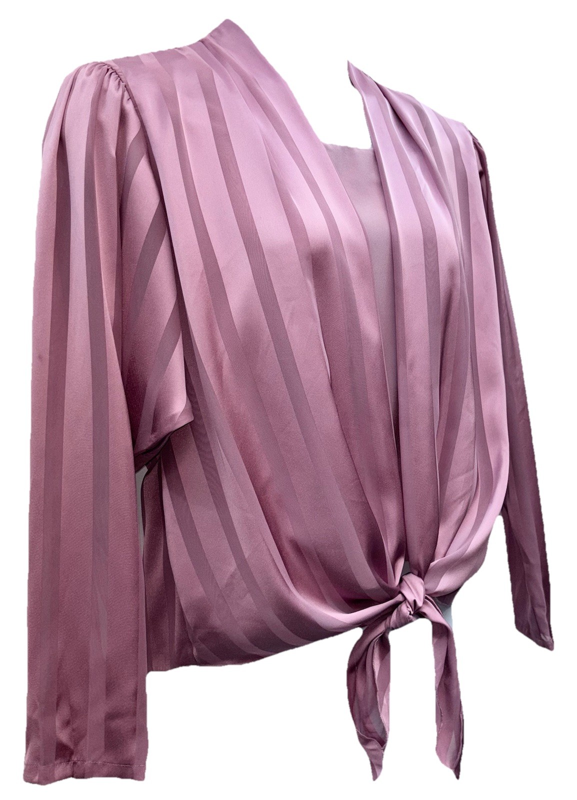 VTG King James California Size 16 Pullover Long Dolman Sleeve Tie Front Top Pink