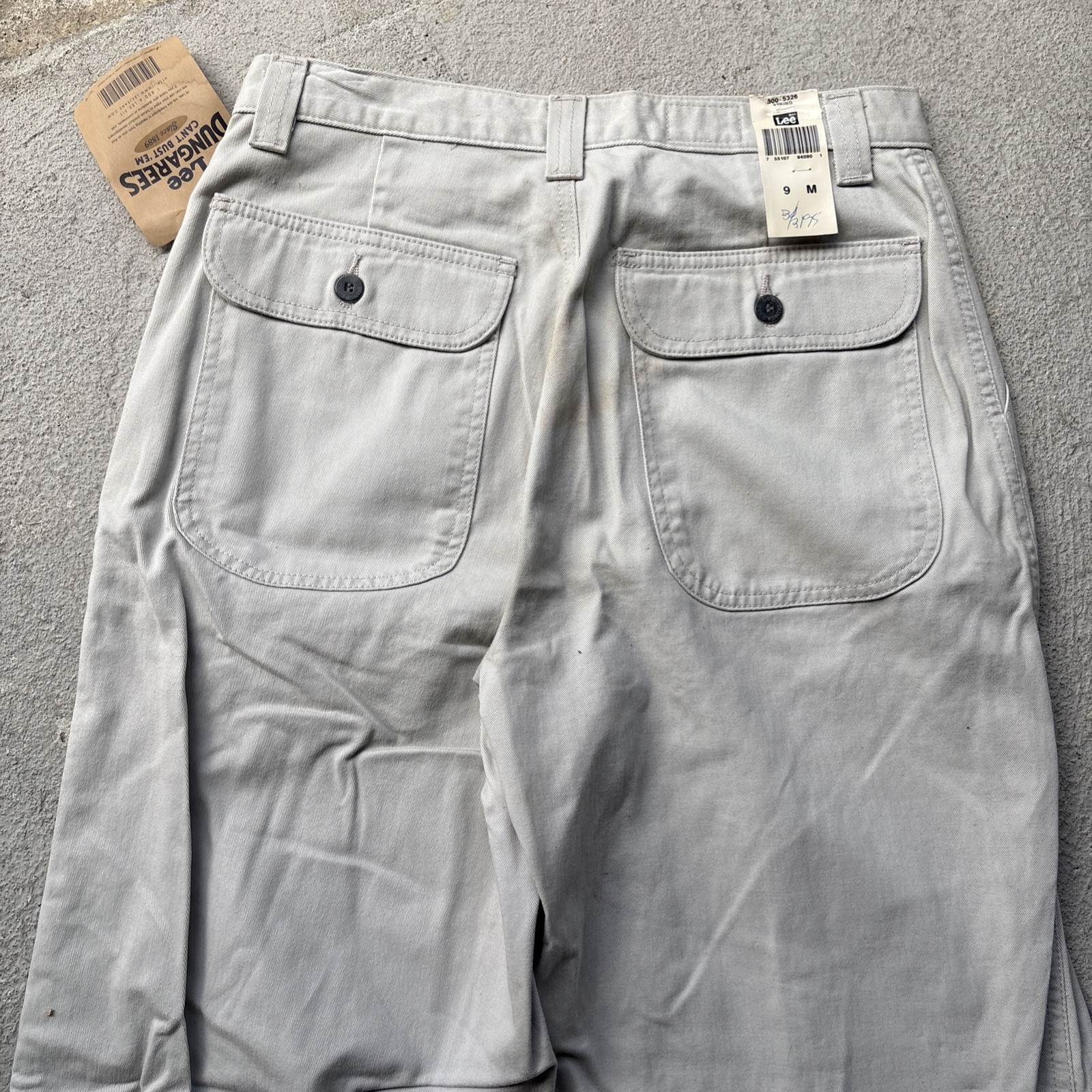 Vintage Riveted LEE Fatigue Utility Pants Wide Relaxed Khaki Tan Juniors 9 M