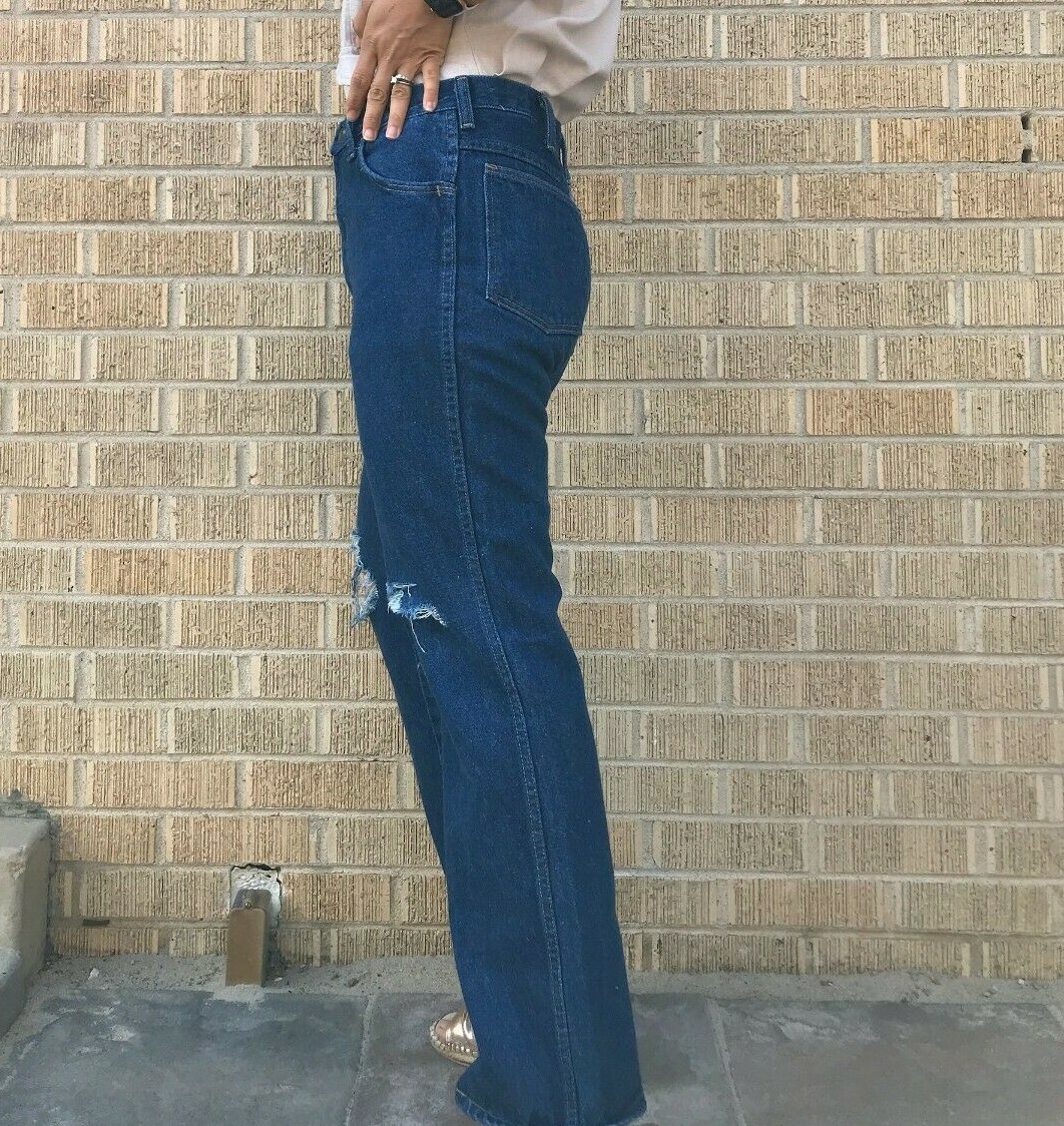 Vtg 80s Rustler wide leg dark wash flare jeans 28.5&Prime; dark denim casual everyday