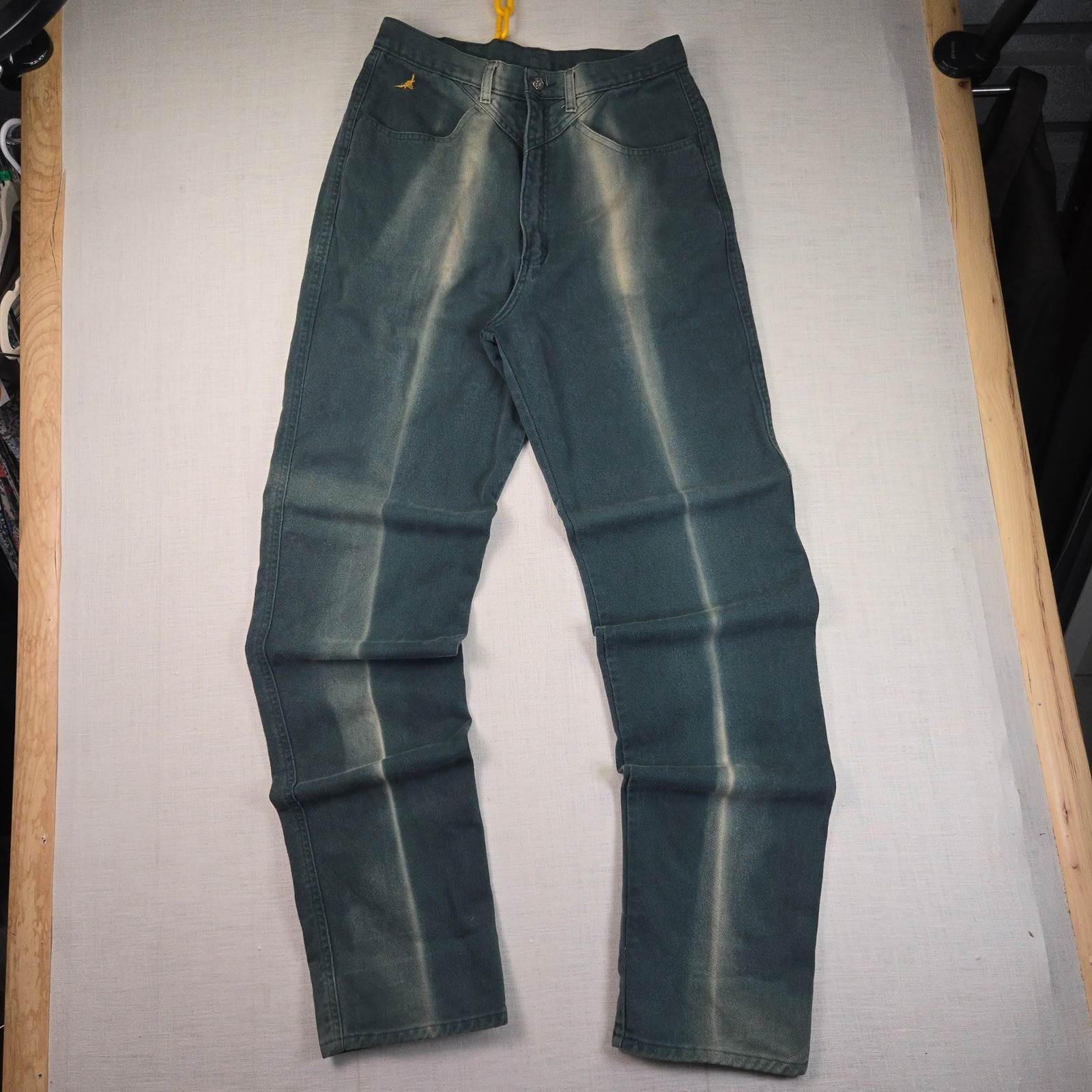 VTG Jewells Classic Jeans 13 Long 33×36&Prime; Green Womens High Waist Western USA EUC