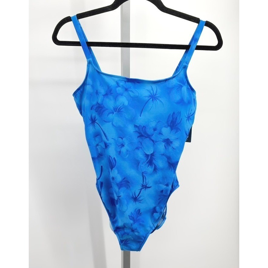 Cherokee Vintage 2002 Target One Piece Swimsuit Womens 14 Blue Floral NWT