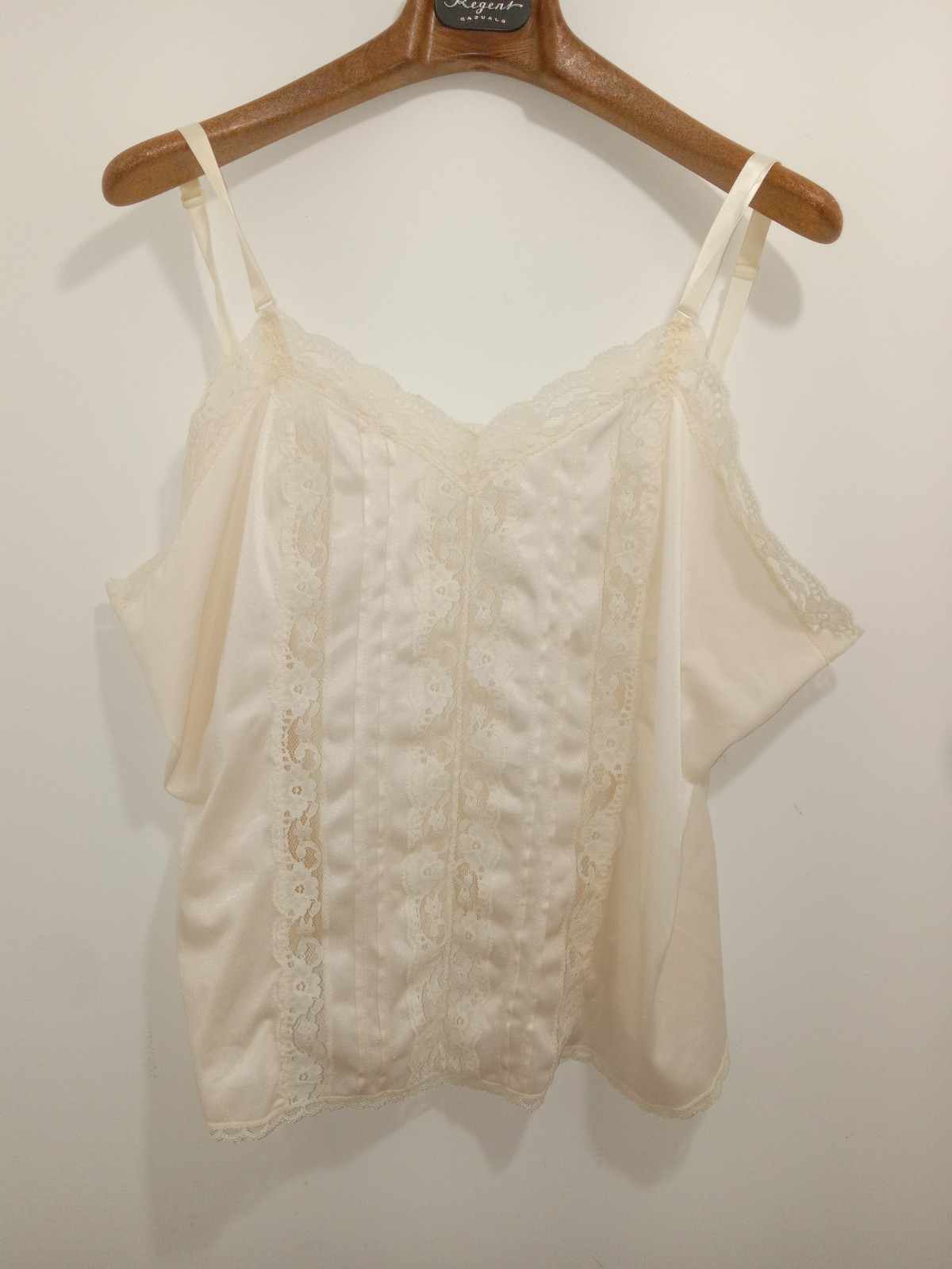 Vintage Camisole Top Sz 3X, Nylon Ivory/light Peach, Unbranded USA ID #7E108OX