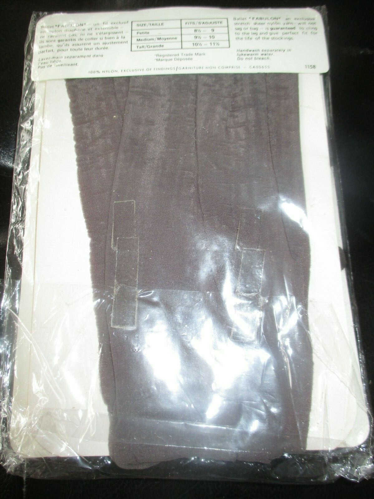 FABULON Vintage CHARCOAL Seamless Nylon STOCKINGS – 1970&rsquo;s – Size MED 9 1/2-10