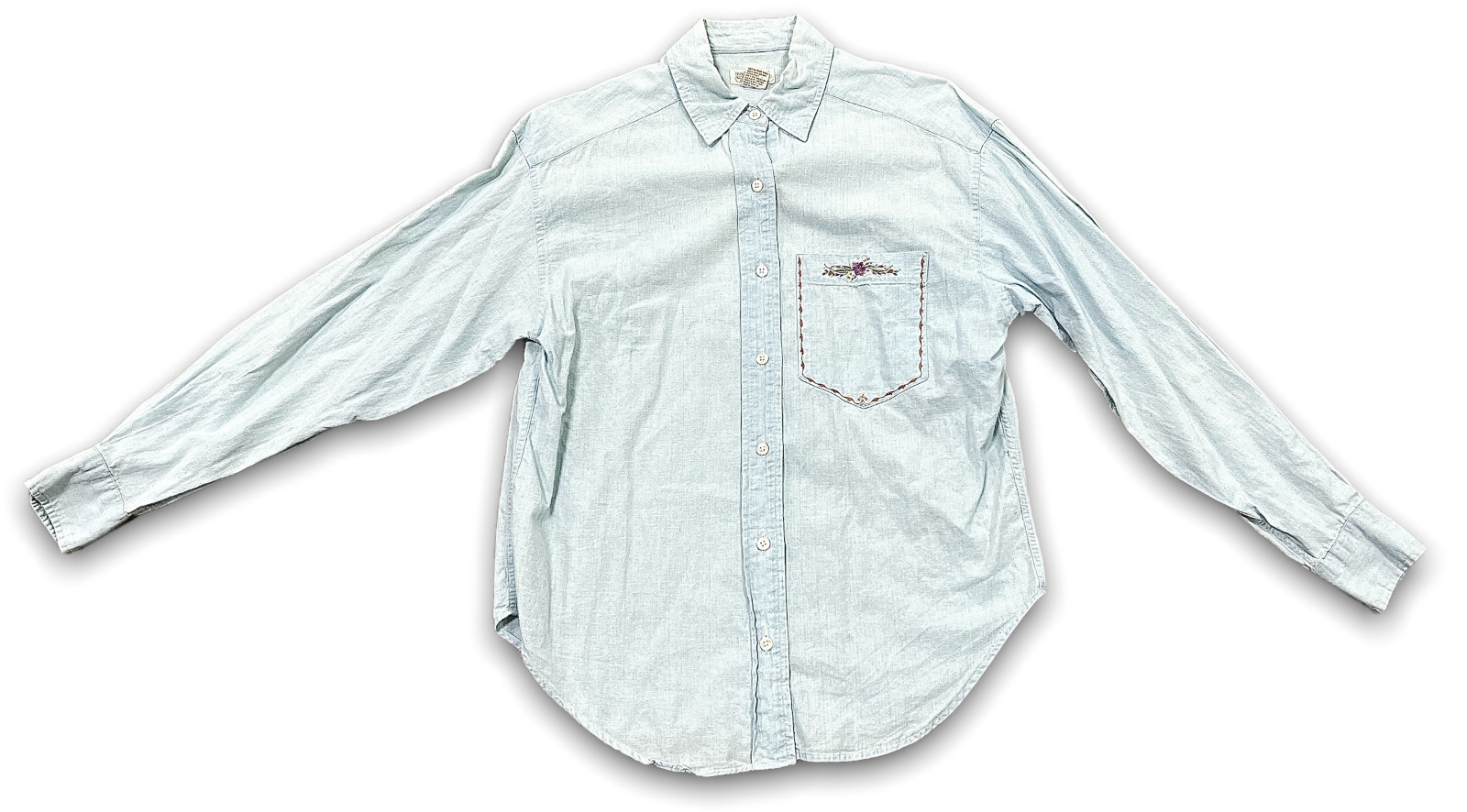 VTG 80S Banana Republic Blouse Top Women Size S Long Sleeve Button Up Blue Shirt