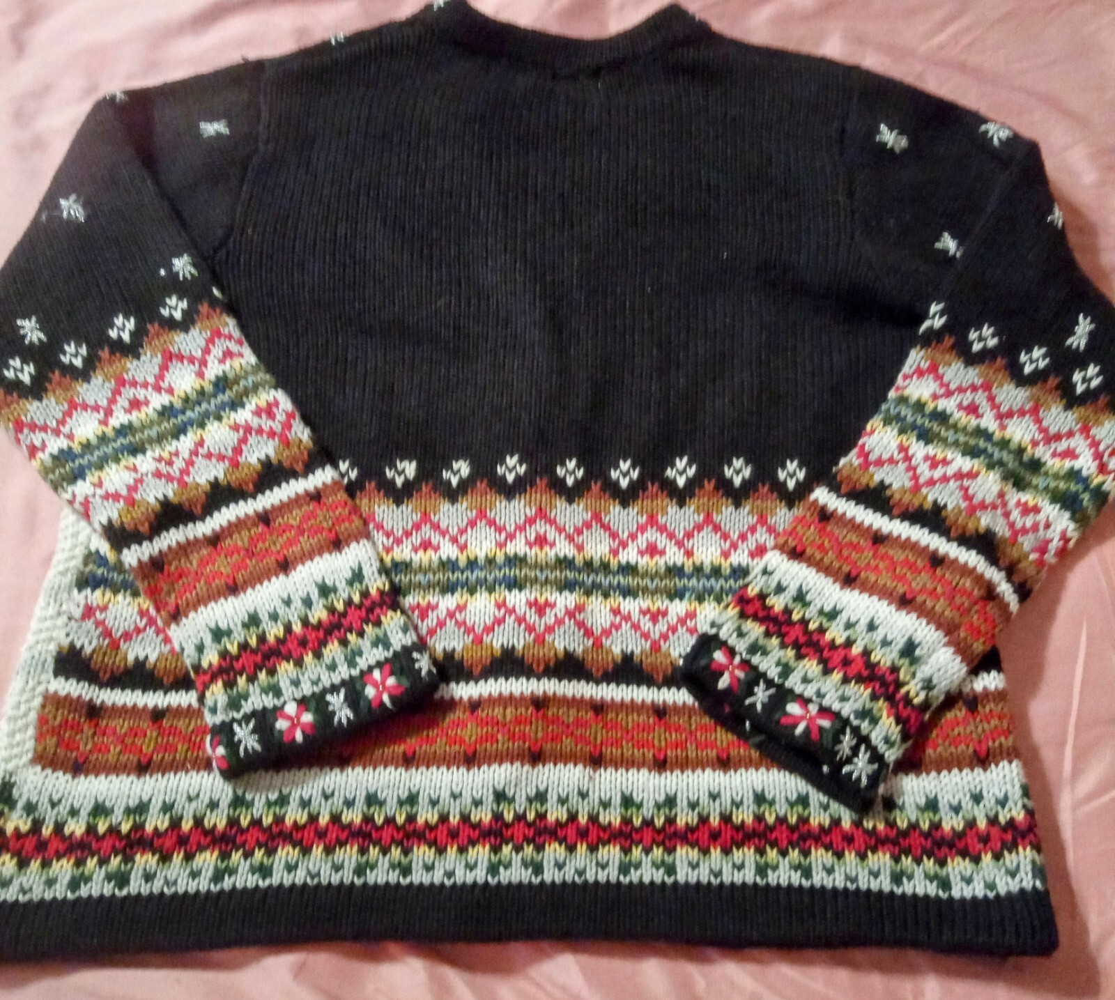 Vintage reference point petites Christmas sweater horse pulling sleigh