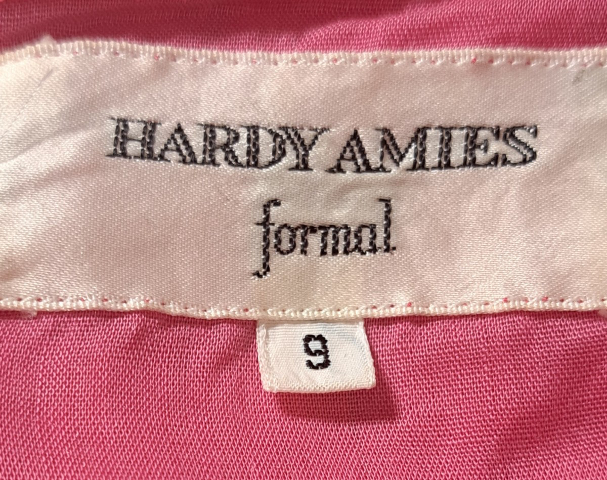 Hardy Amies Dress Size Small Vintage 1950’s Pink Stripes Puffy Sleeves Belted