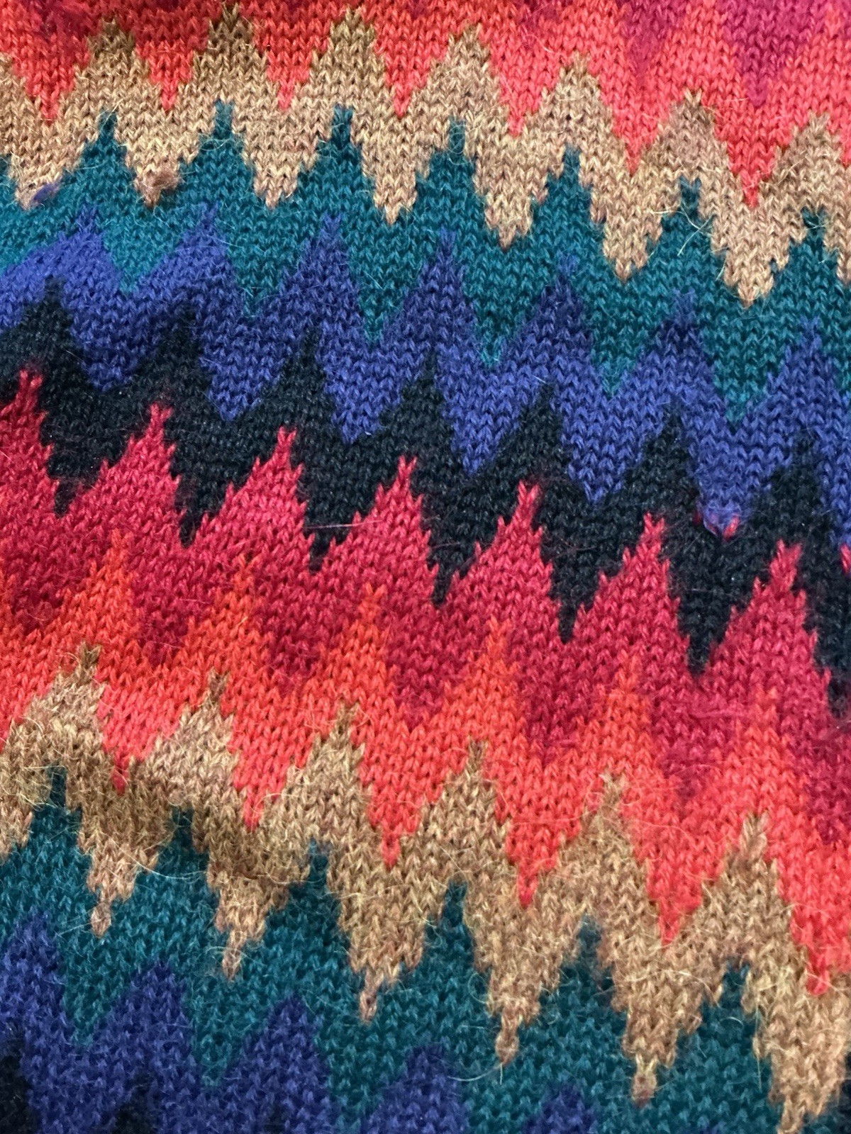Vintage Artesania Cusco Peruvian 100% Alpaca Knit Andes Button Cardigan Sweater
