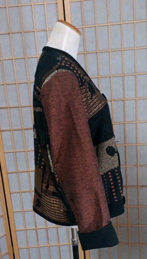 Crystal Vintage Womens Artsy Patchwork Long Sleeve Jacket Made In Colombia Small