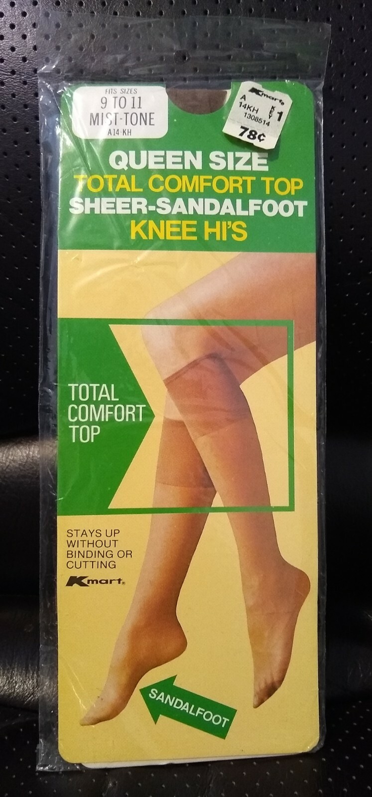 VINTAGE Total Comfort Top Sheer-Sandalfoot Knee Hi&rsquo;s – Queen Size 9-11 MIST-TONE