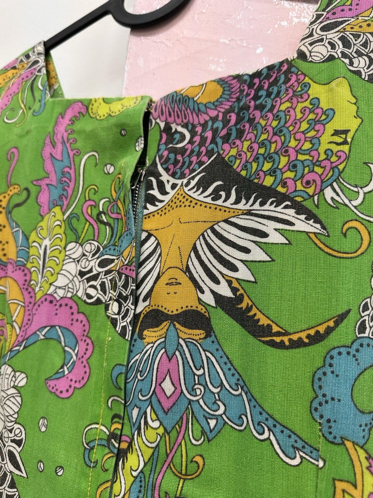 60s Vintage Psychedelic Print Disco Cotton Handmade Maxi Dress Women&rsquo;s Size M L