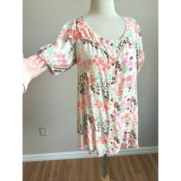 New FREE PEOPLE Small Vintage Combo Callie Printed Tunic Top/Dress Delicate Boho