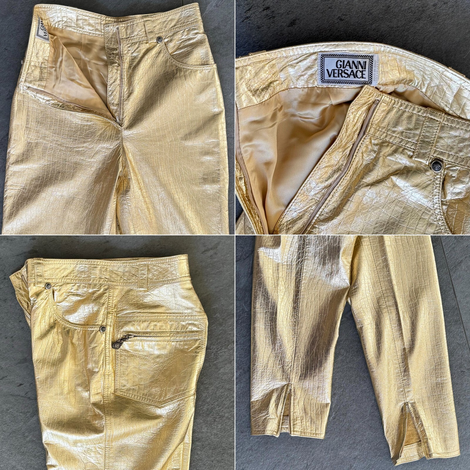 GIANNI VERSACE metallic gold leather pants size IT 40/42 from F/W 1994/95