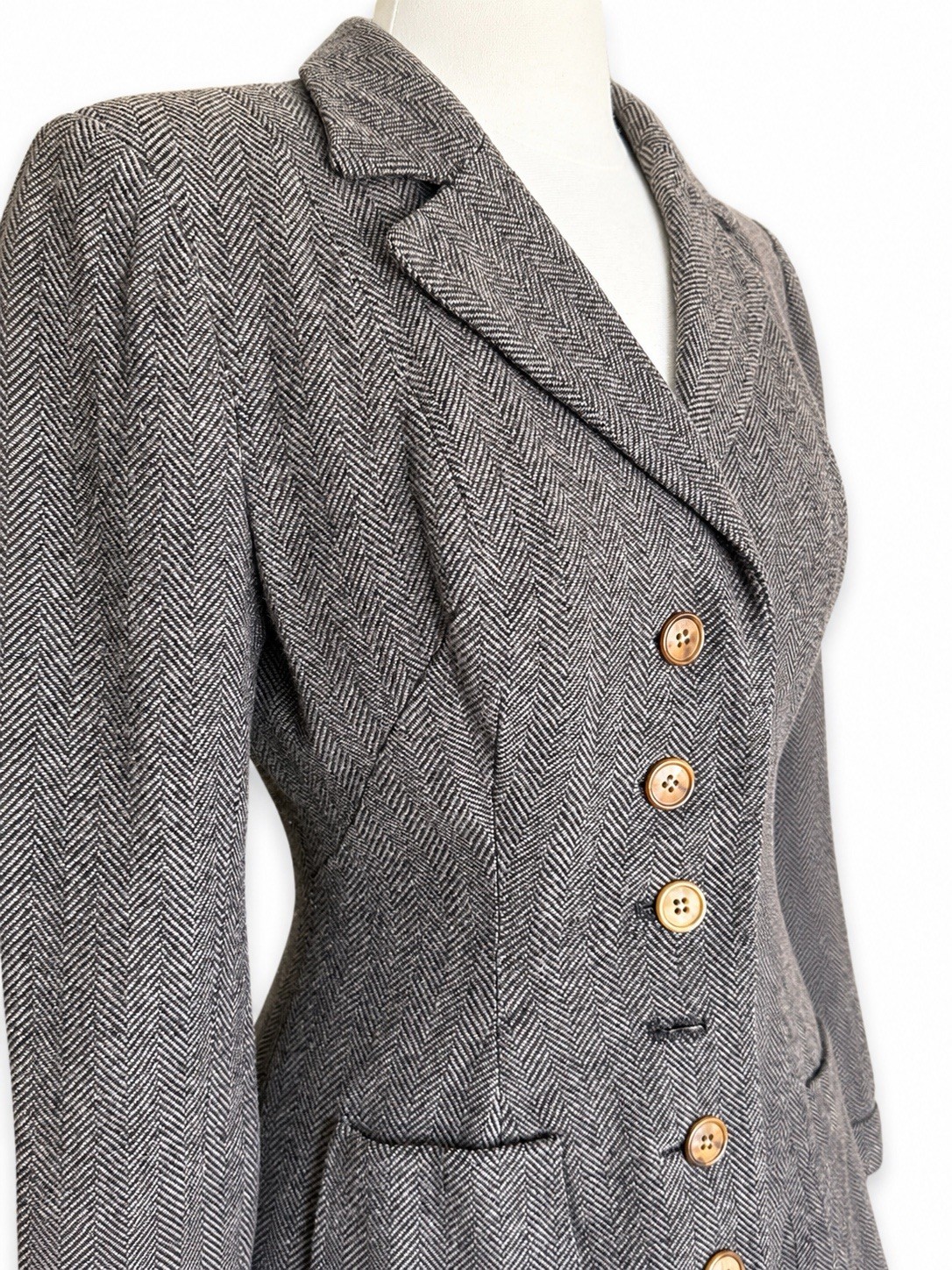Vintage 1930s Womens Herringbone Wool Dress Suit Warner Bros “Down The Stretch”