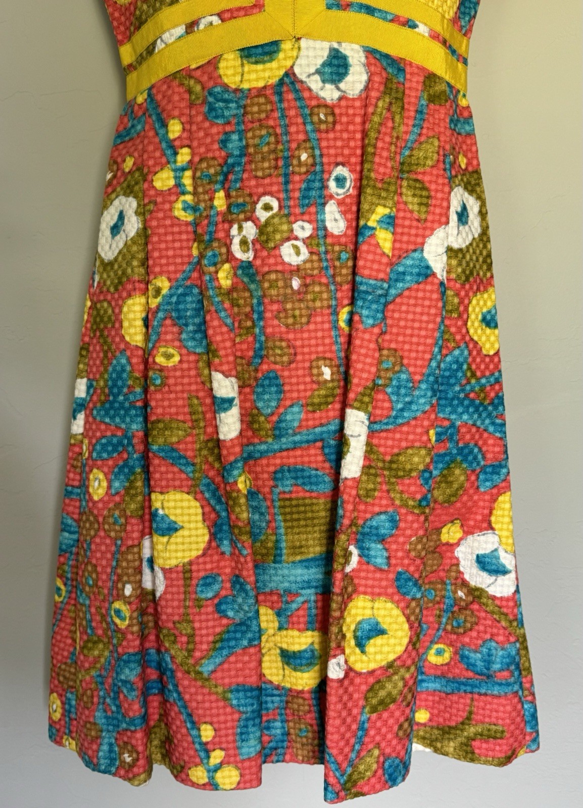 Vintage 1960s Elinor Simmons Malcolm Starr Textured Floral Mod ALine Dress Small