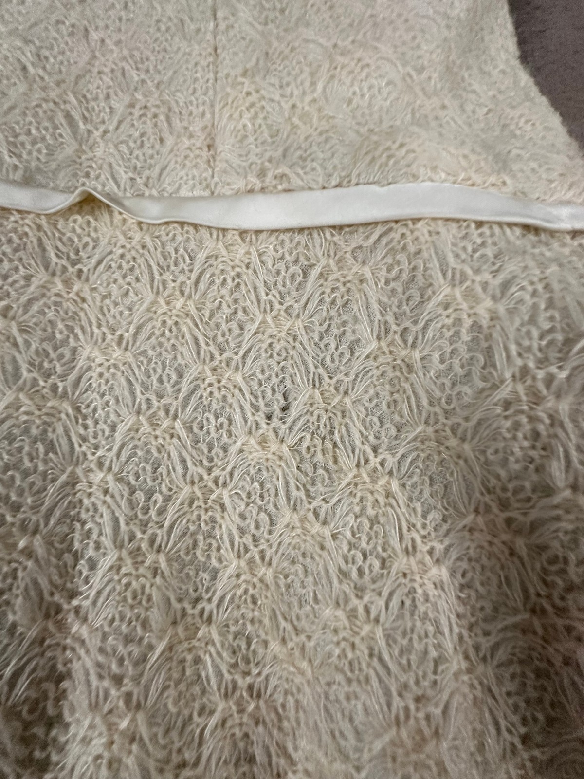 Vtg Parfait Originals Womens Dress 9 Cream Ivory Lace Drop Waist Mod 60s Flared