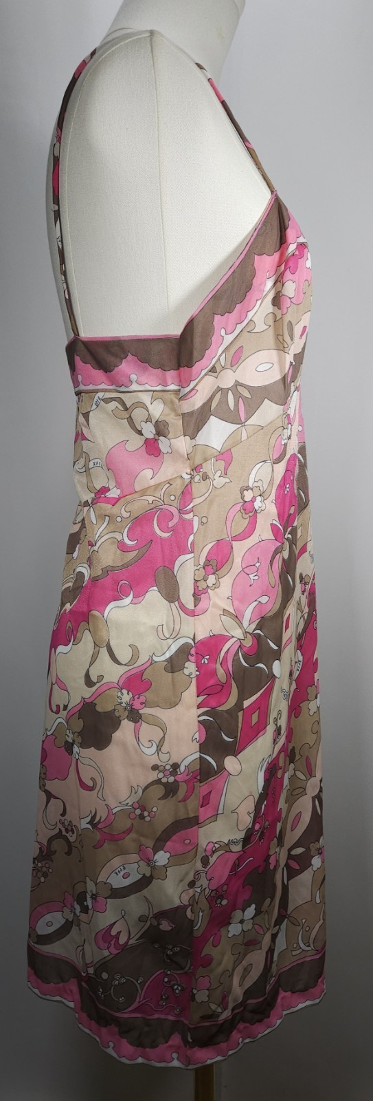 Vintage Emilio Pucci Nylon Mini Dress Form Fit Rogers Pink Tan Women&rsquo;s Size 34