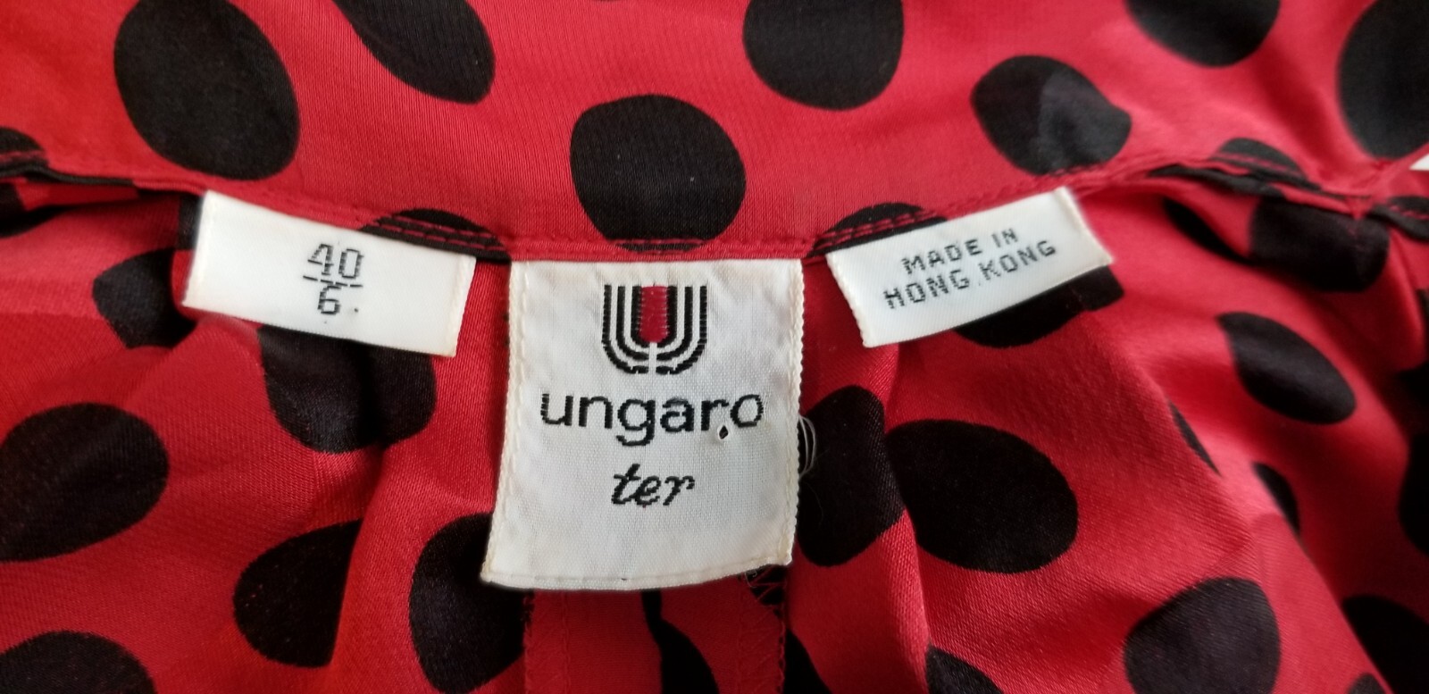 Vintage 1980&rsquo;s Emanuel Ungaro Red Black Polka Dot Silk Dress – Size S/M