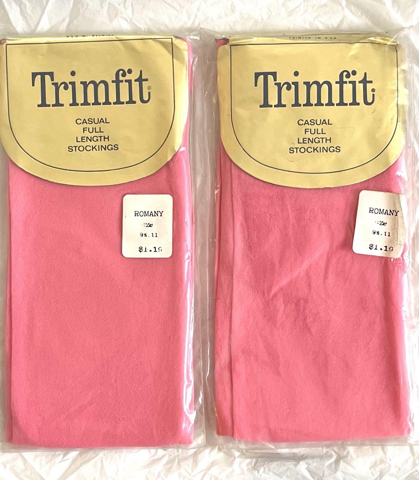 Trimfit Pink Full Length Stockings Sz 9.5-11 Mod GoGo New Old Stock