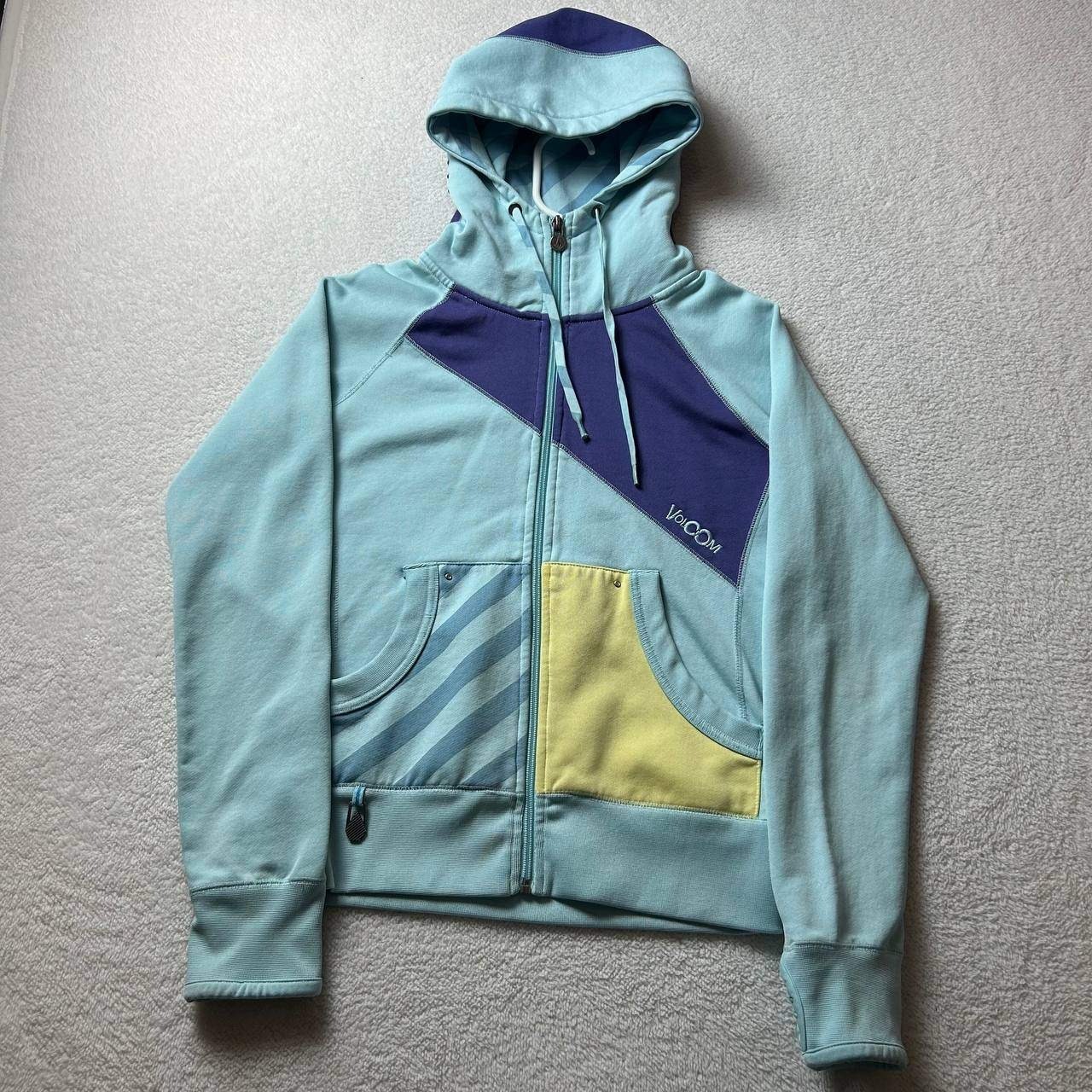 Vintage Volcom Colorblock Multicolor Full Zip Y2K Jacket Hooded Women&rsquo;s Small