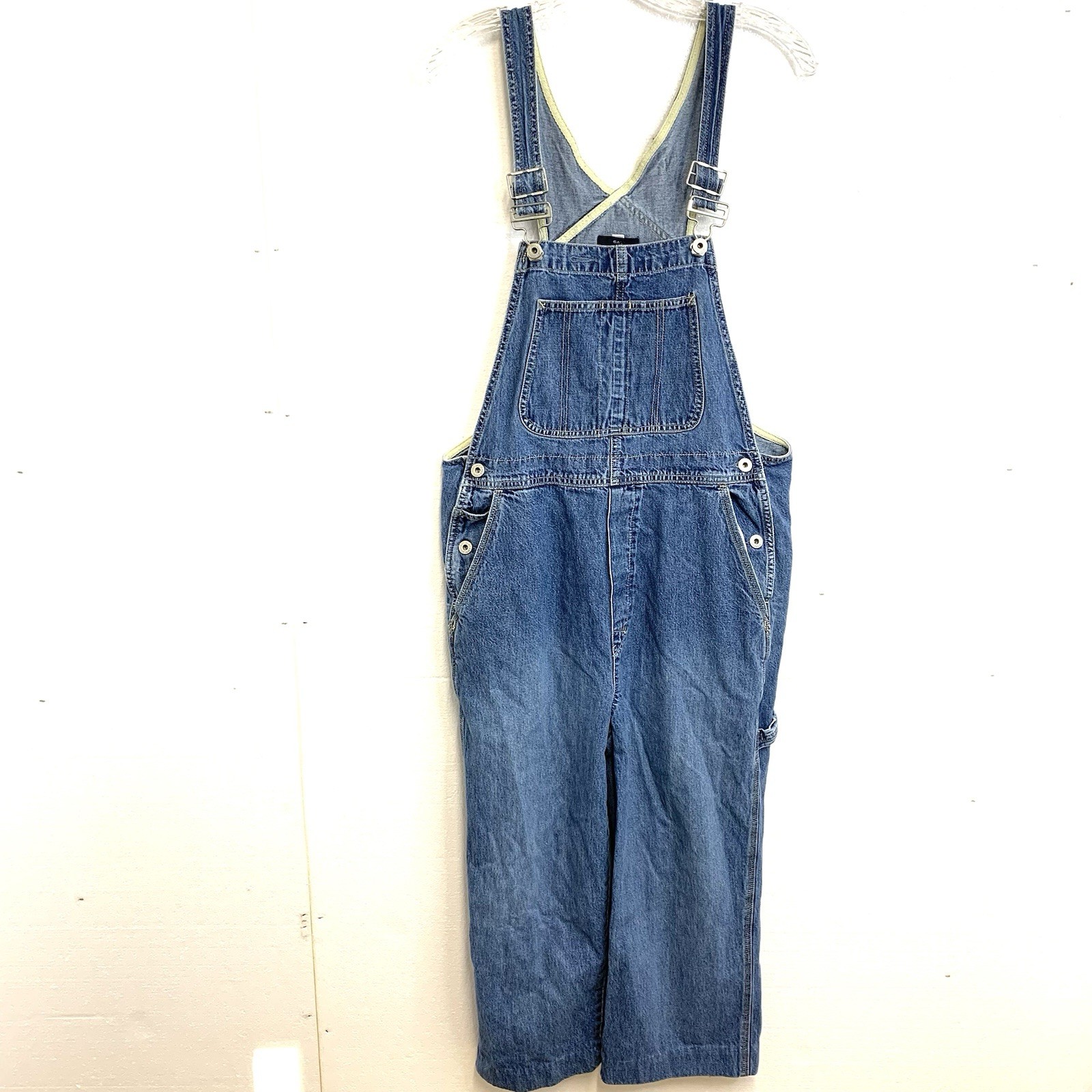 Vintage 2002 Women Size Medium Blue Denim Overall # RN 54023 Silver Buckle Pre O