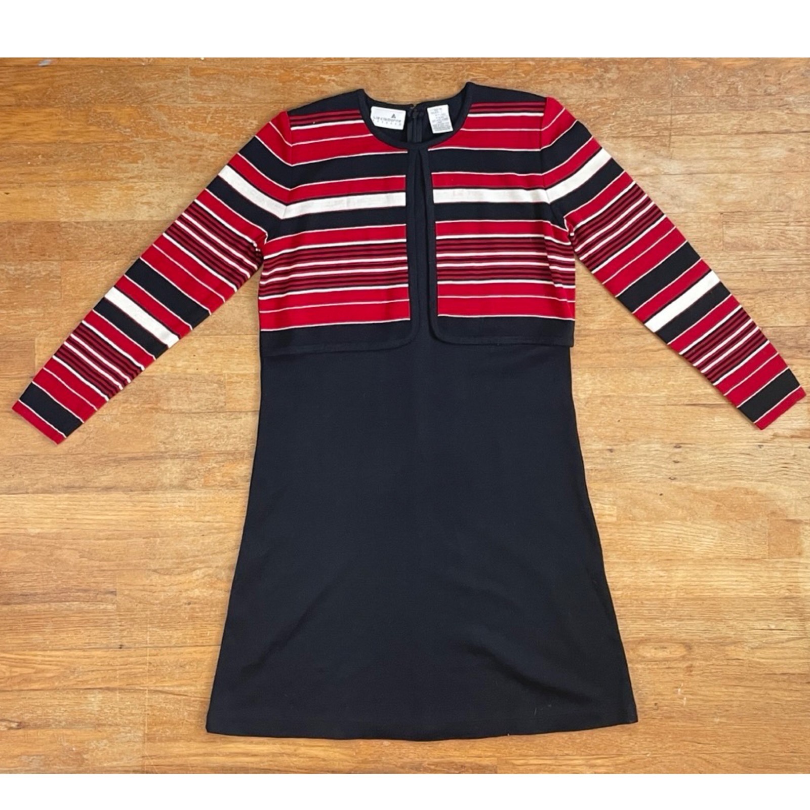 Vintage Striped Sweater Dress Size Medium 90s Fine Knit Wool & Acrylic A-Line