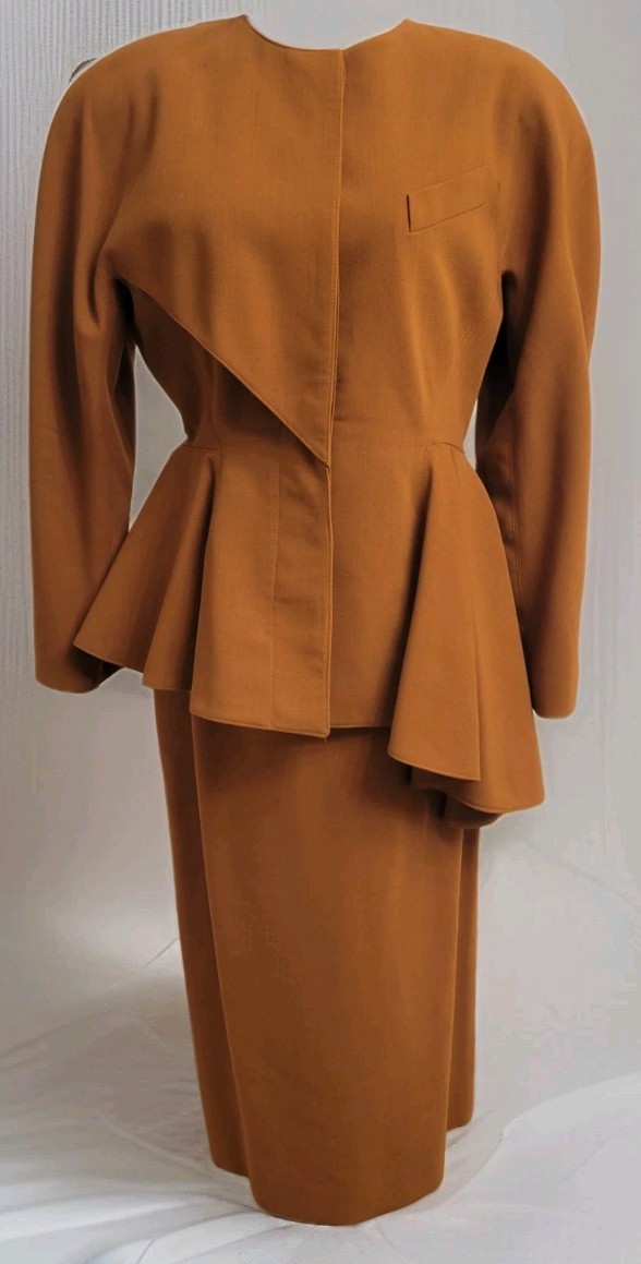 Vtg Skirt Suit Sz 8 French Import Couture 80&rsquo;s Paris Wool Jacques Molko Note Gvc
