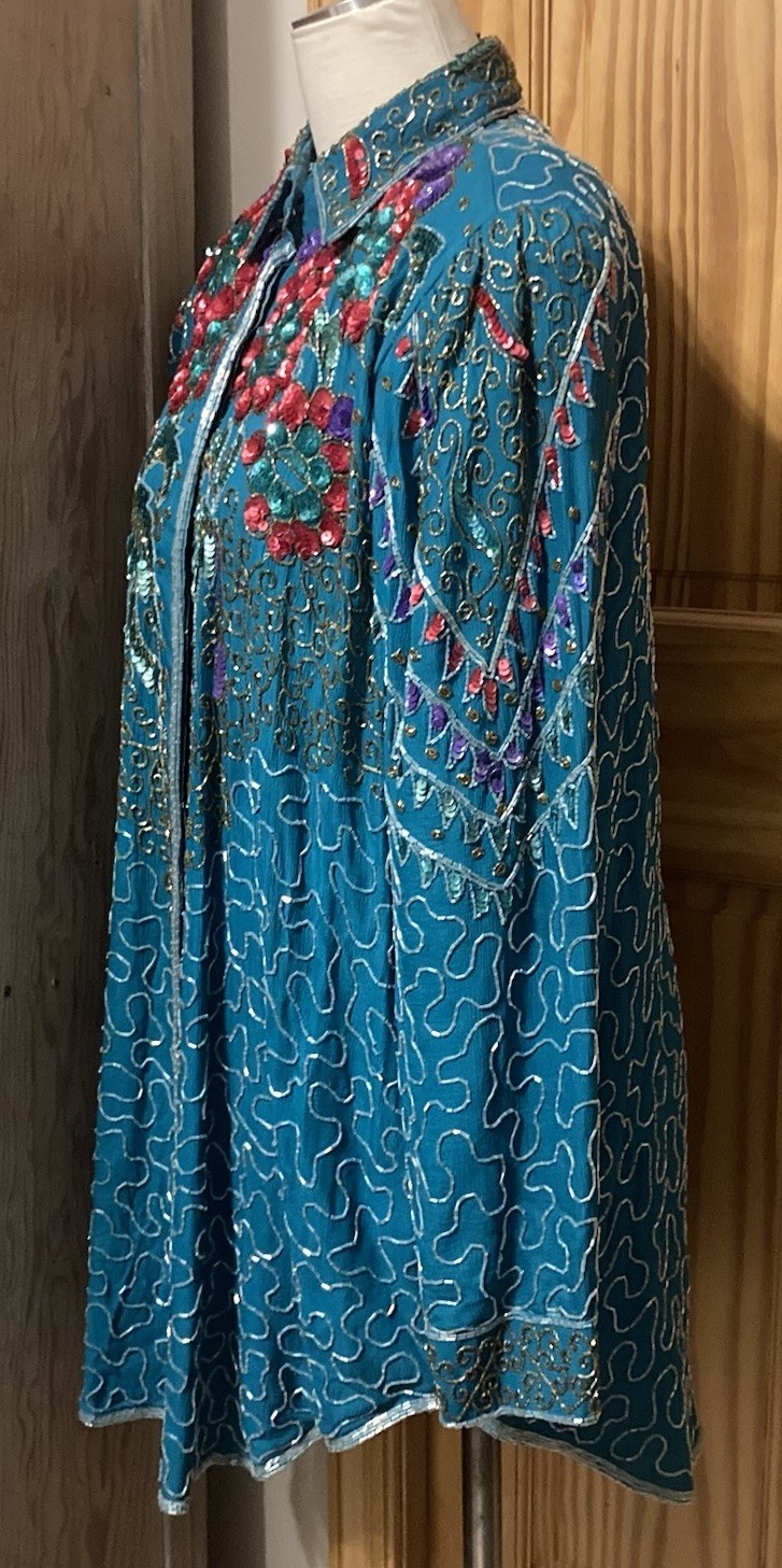 VTG Creative Creations Beaded Sequin Floral Deco Glamour Shirt Jacket – AS IS