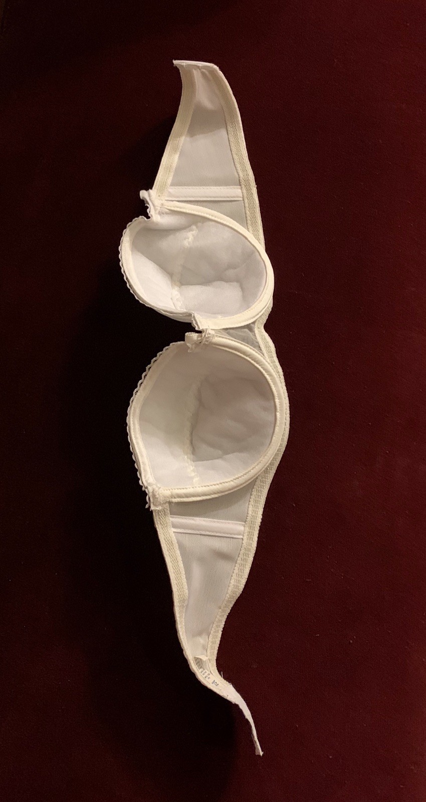 Vintage Strapless Bra White Underwire Seamless Nylon Lycra Spandex 1970s NEW 32C